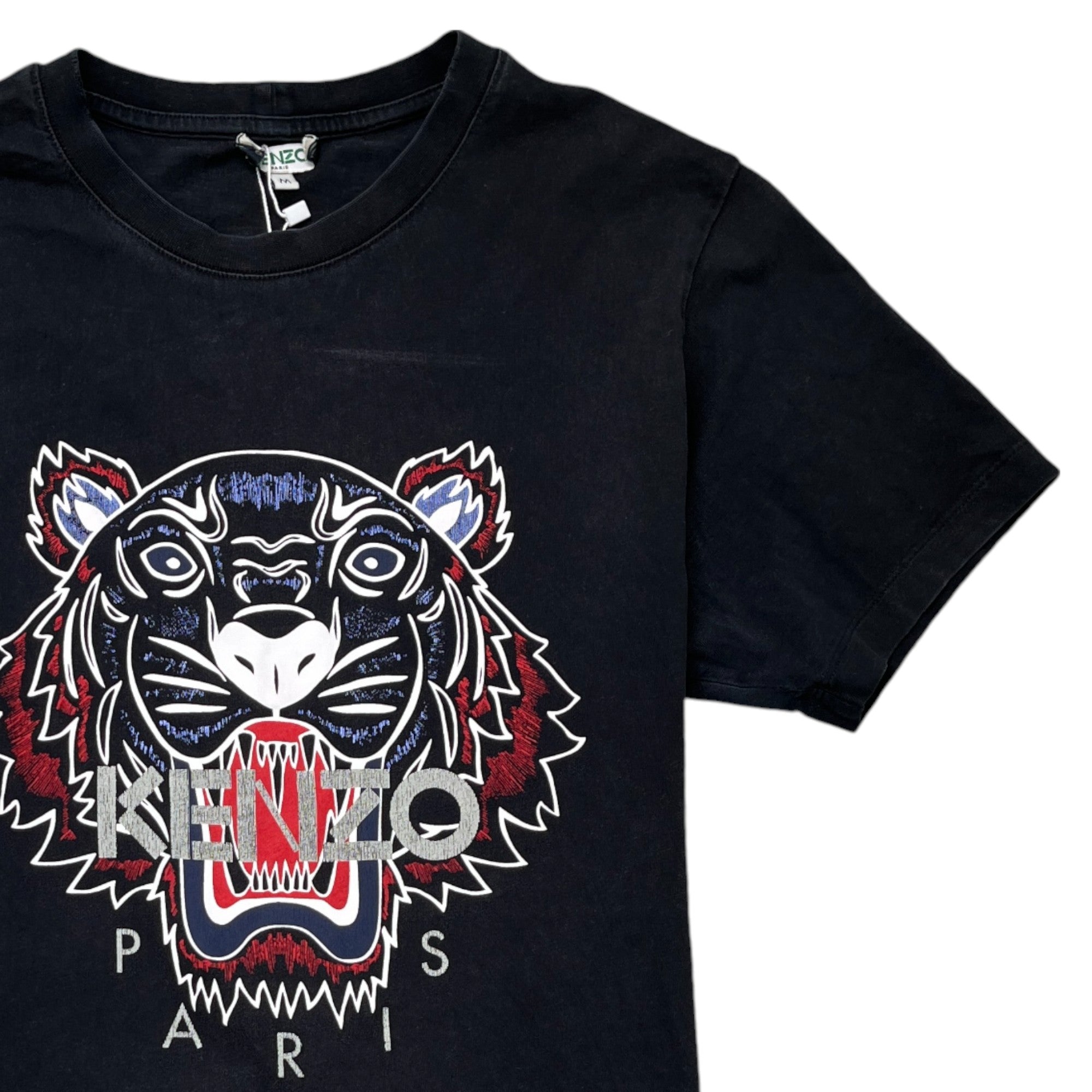 Men's Tiger Logo Print T-Shirt Black Size M