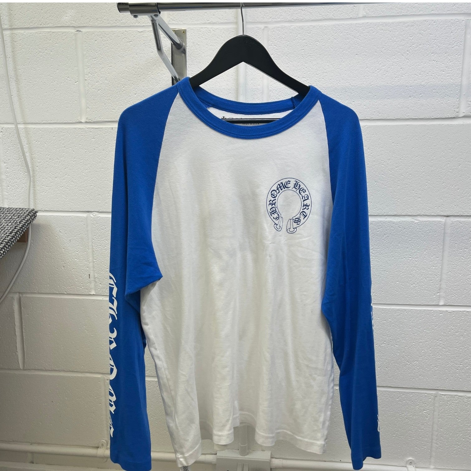 Men's Horseshoe Baseball Long Sleeve T-Shirt White Size XXL
