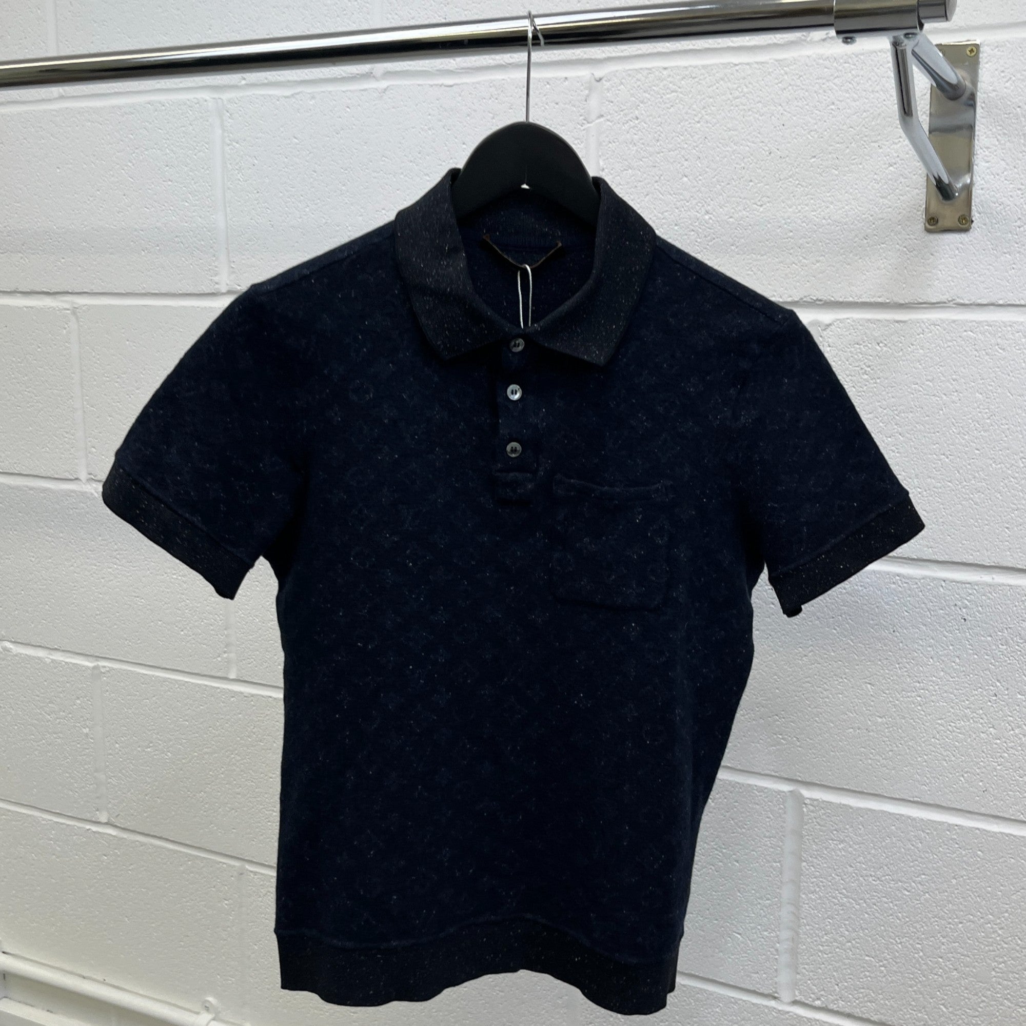 Men's Monogram Tweed Polo Shirt Navy Size XS