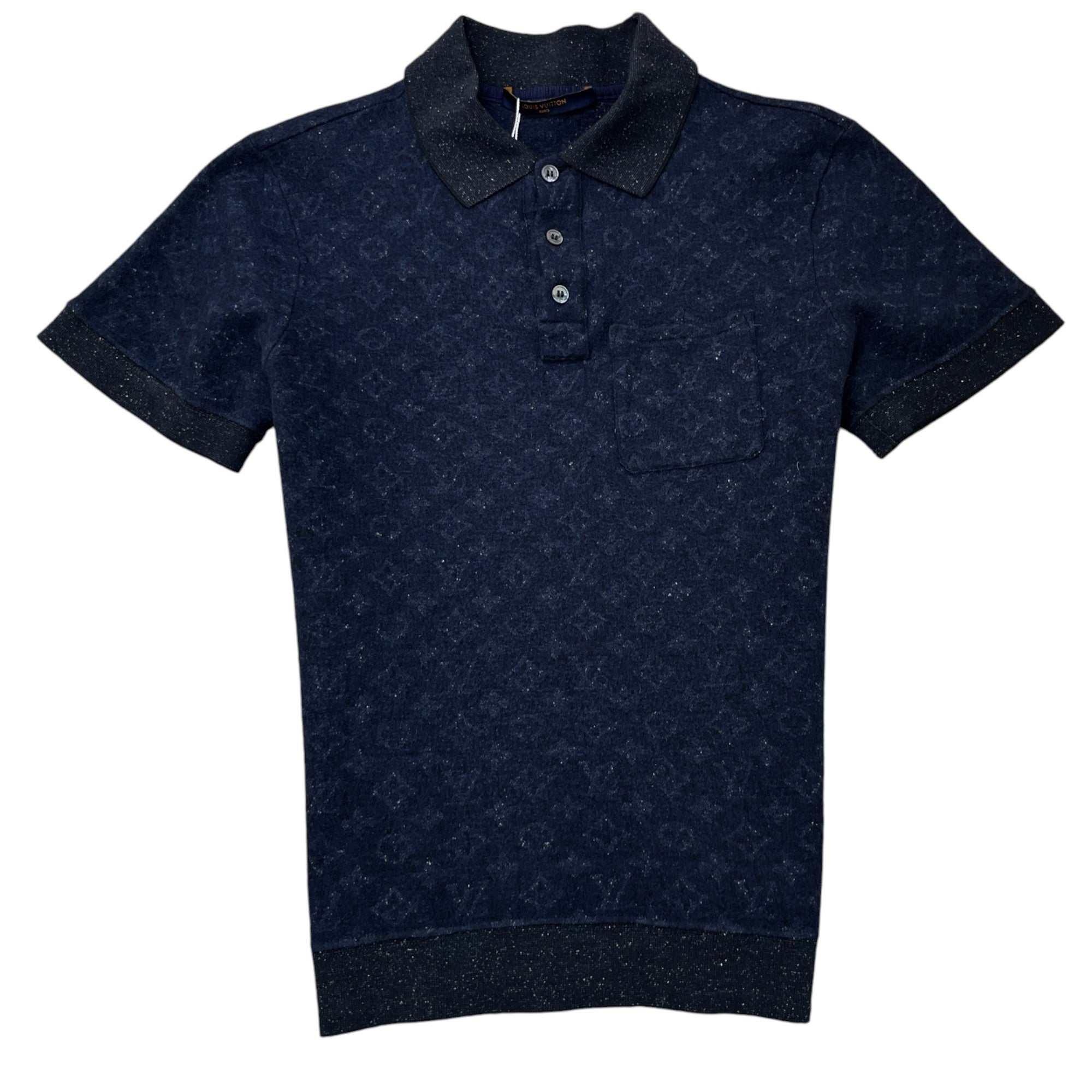 Men's Monogram Tweed Polo Shirt Navy Size XS