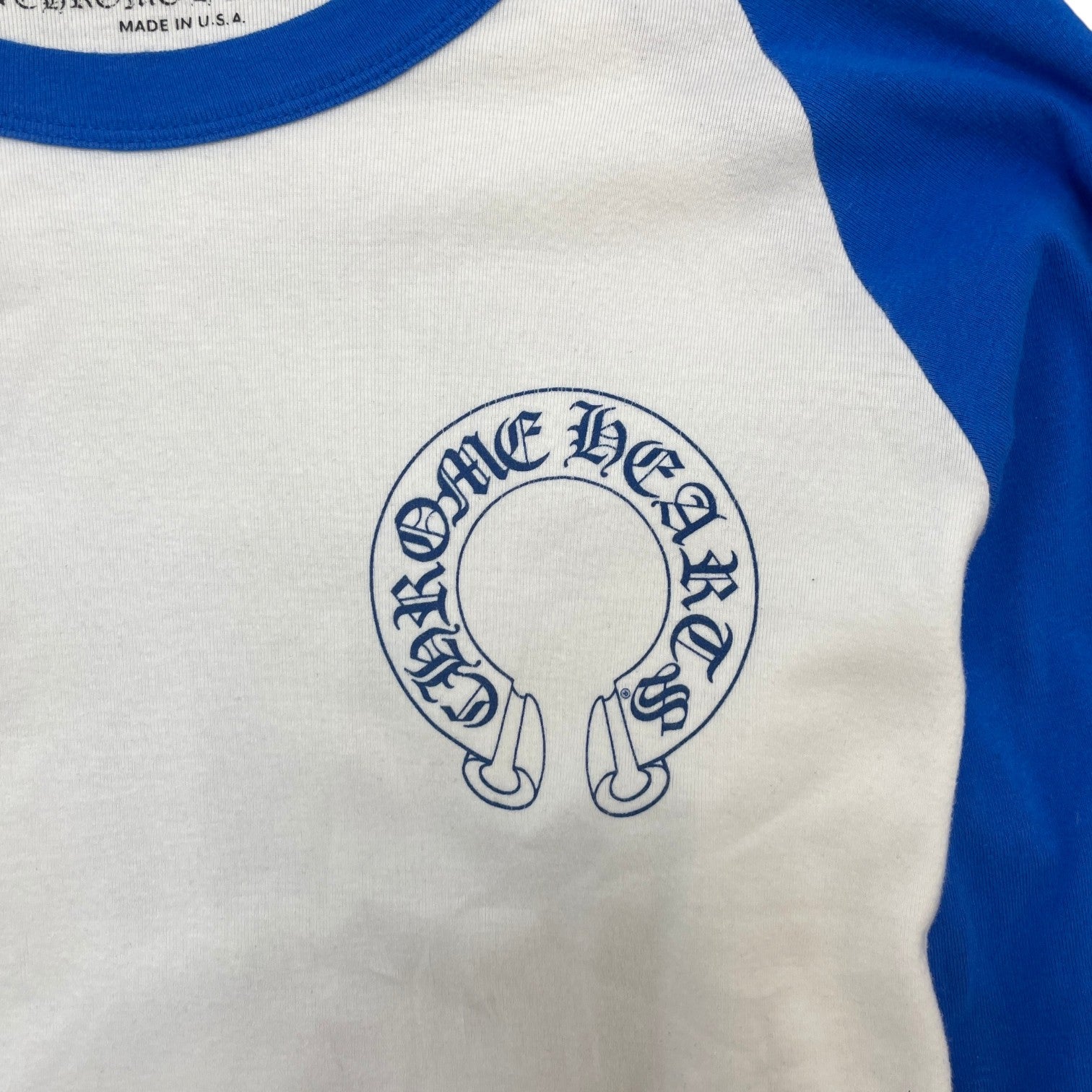 Men's Horseshoe Baseball Long Sleeve T-Shirt White Size XXL