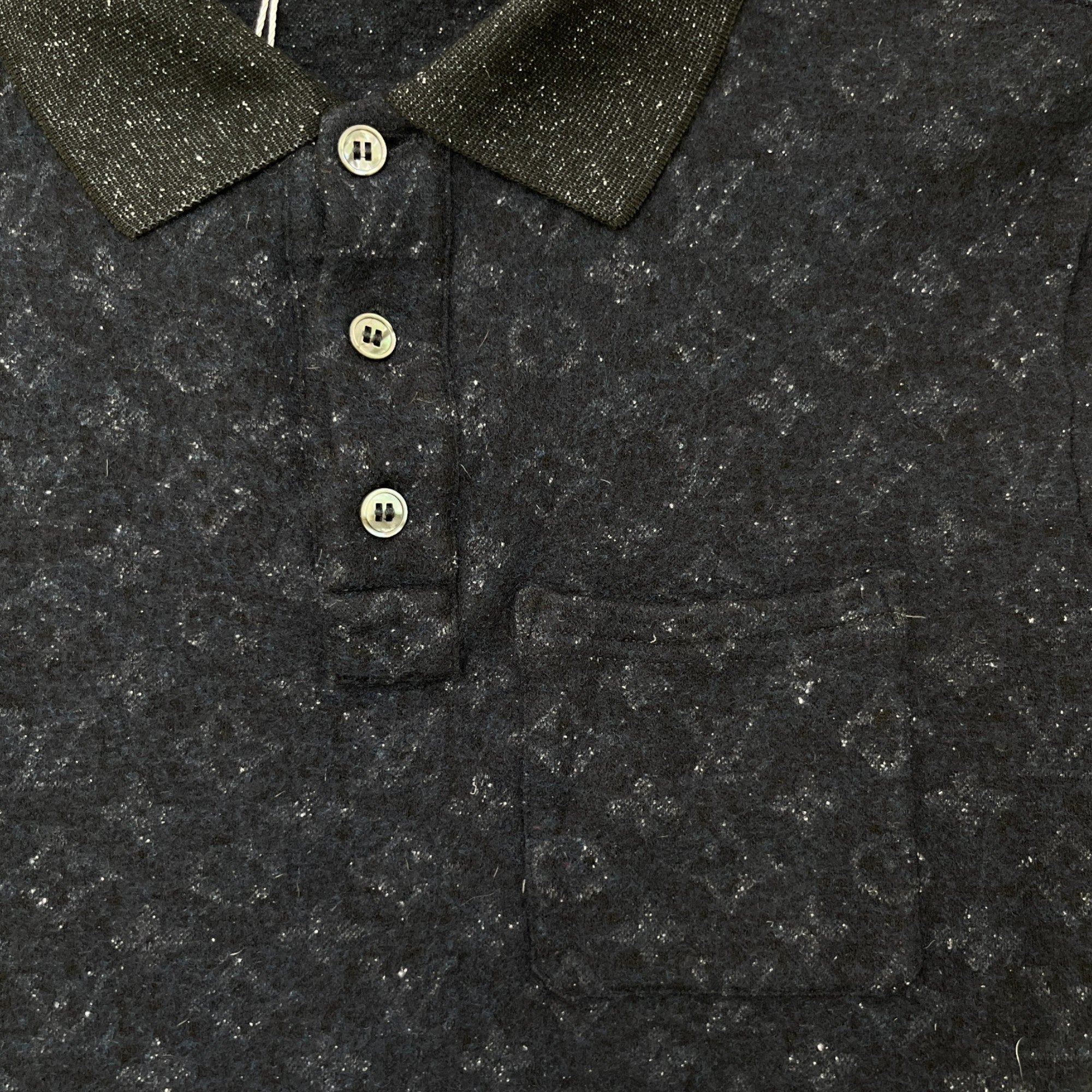 Men's Monogram Tweed Polo Shirt Navy Size XS