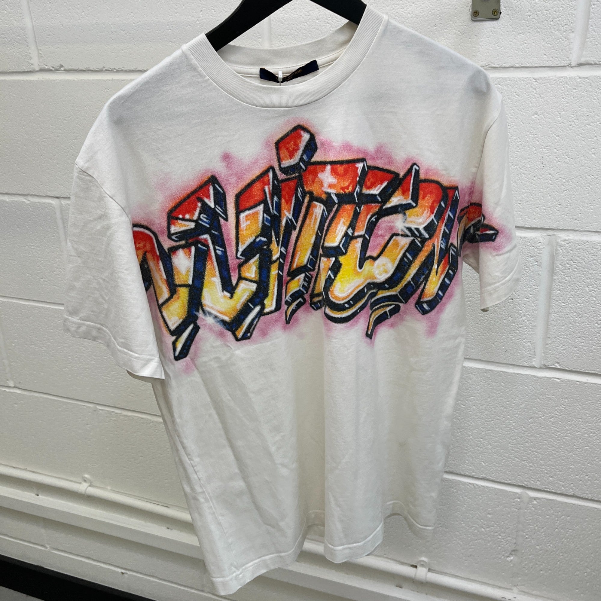Men's Graffiti Print T-Shirt White Size M