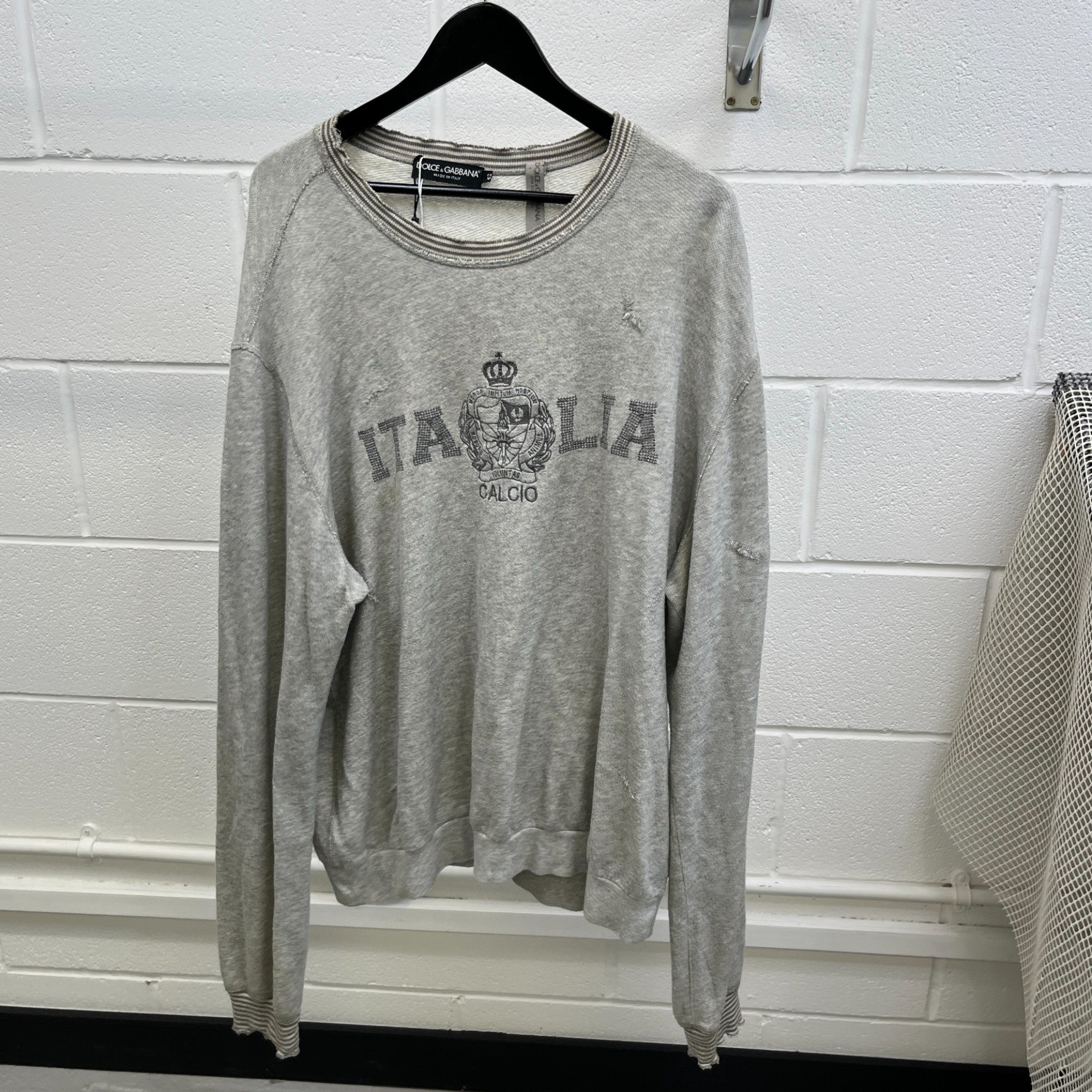 Men's Distressed Logo Sweatshirt Grey Size IT 52 / UK XL