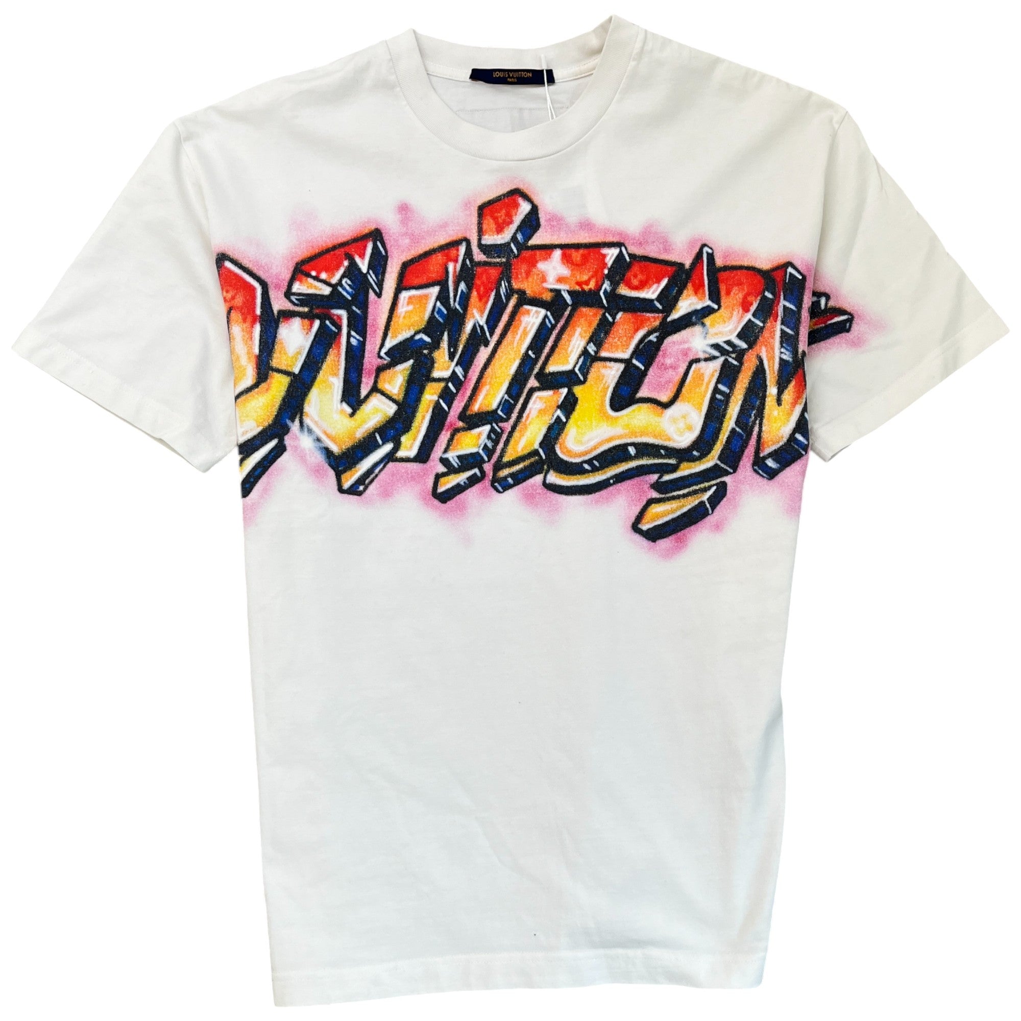 Men's Graffiti Print T-Shirt White Size M