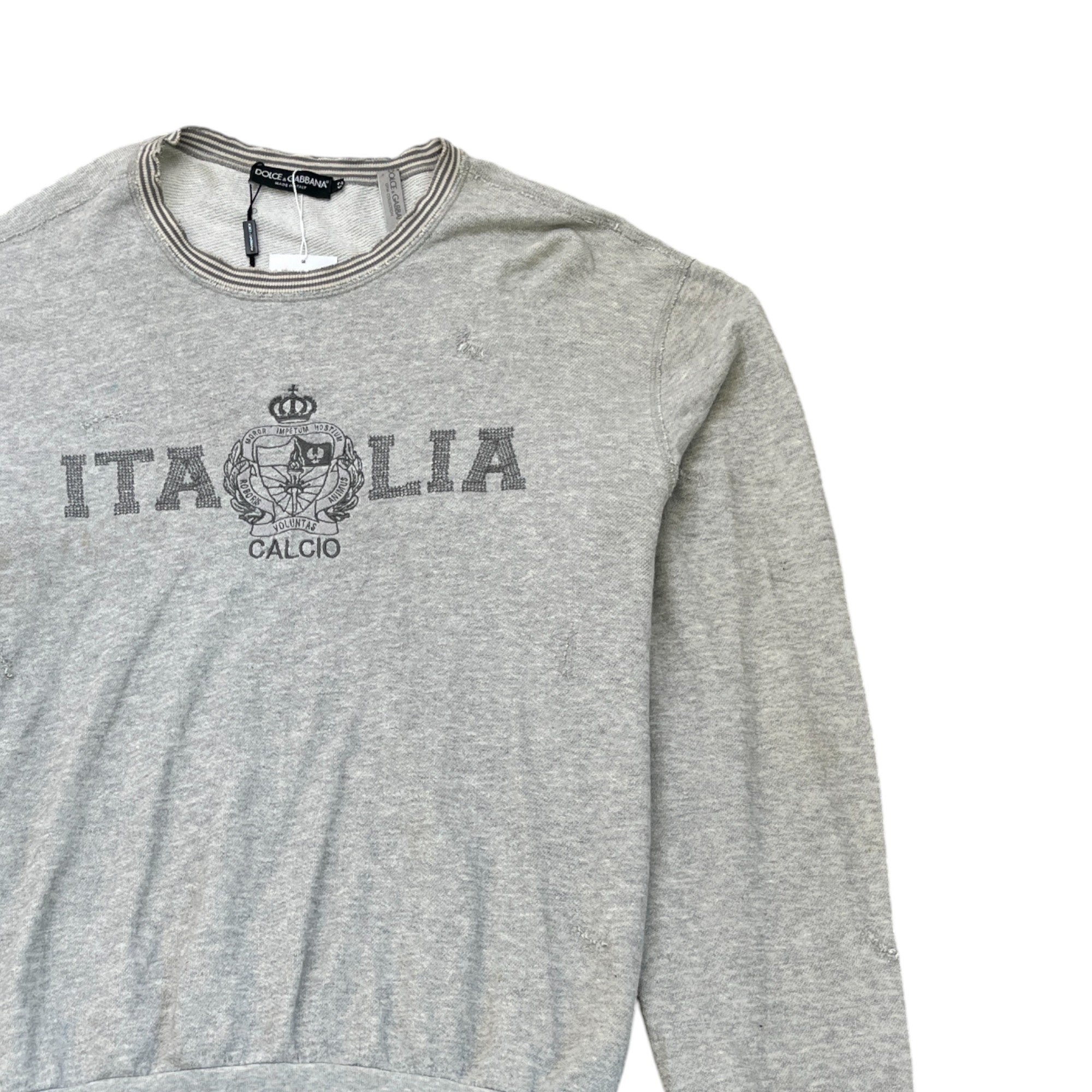 Men's Distressed Logo Sweatshirt Grey Size IT 52 / UK XL