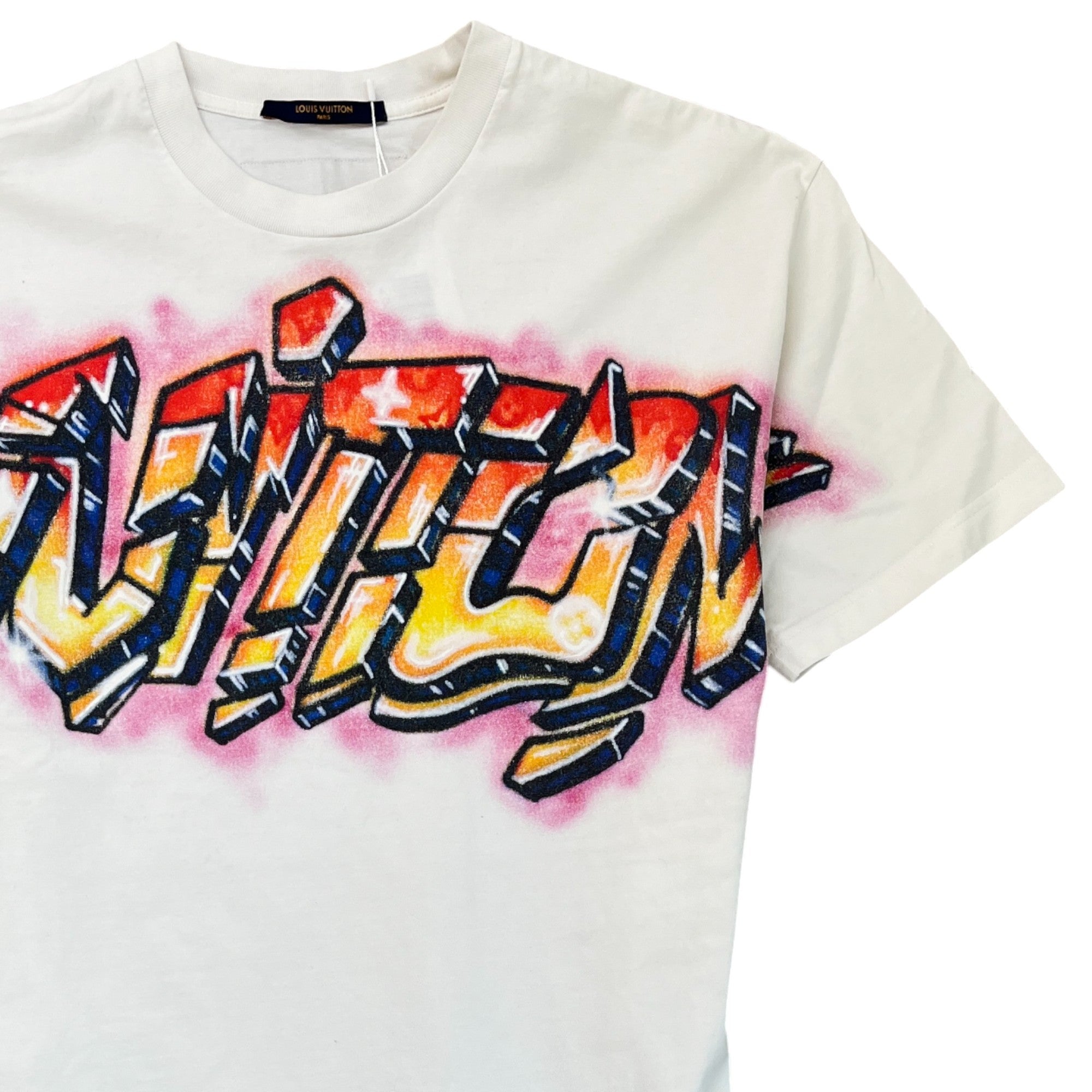 Men's Graffiti Print T-Shirt White Size M