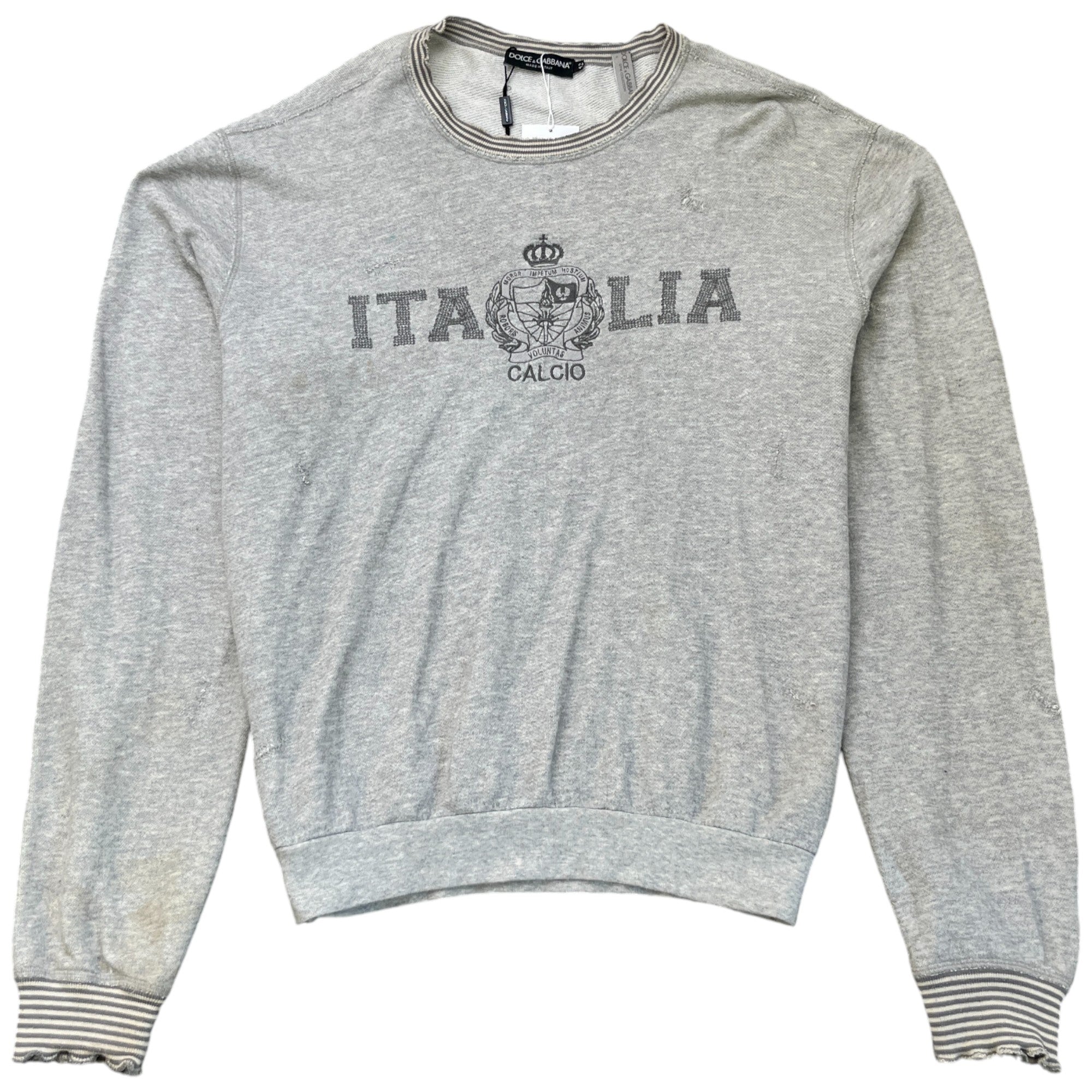 Men's Distressed Logo Sweatshirt Grey Size IT 52 / UK XL