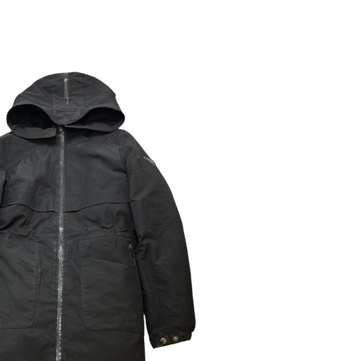 Women's Plaque Logo Parka Down Jacket Black Size 44 / UK 12
