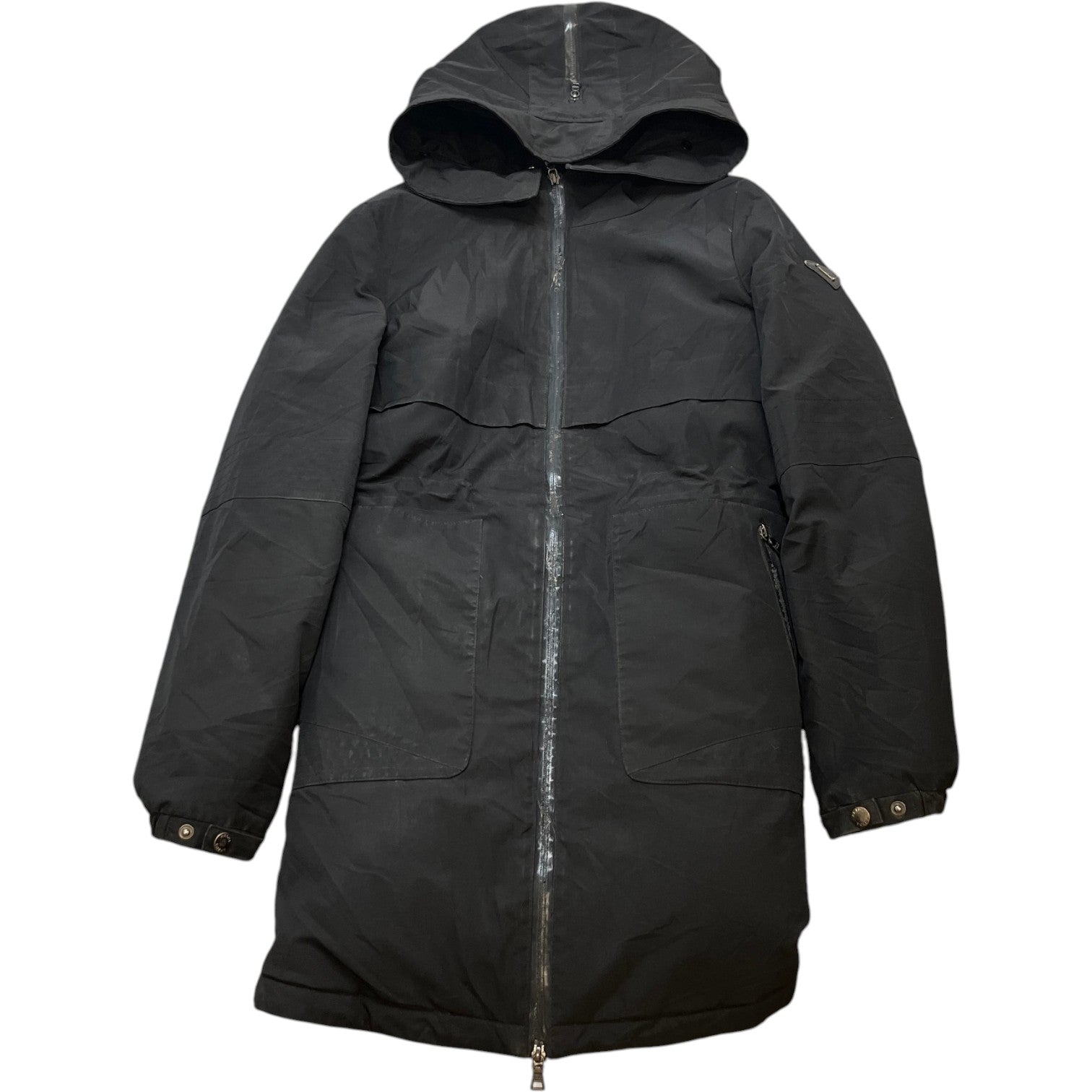 Women's Plaque Logo Parka Down Jacket Black Size 44 / UK 12