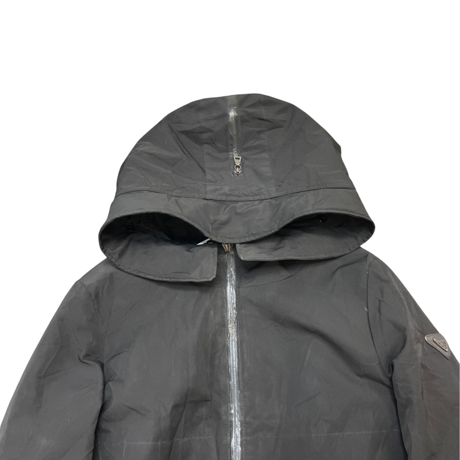 Women's Plaque Logo Parka Down Jacket Black Size 44 / UK 12