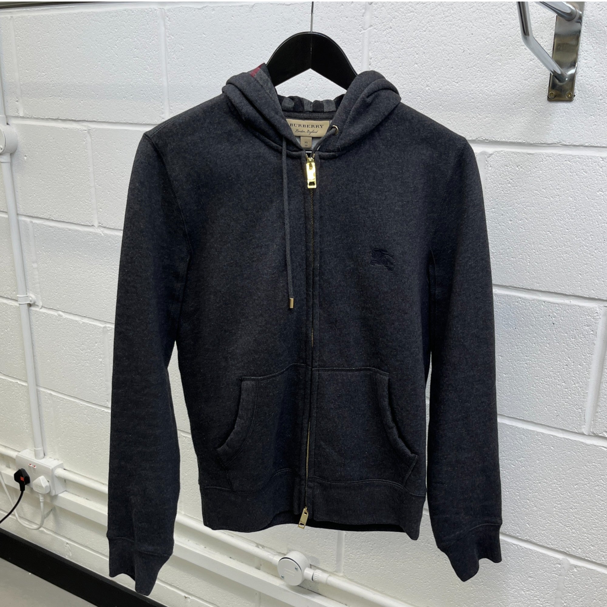 Men's Embroidered Logo Hoodie Charcoal Size XS