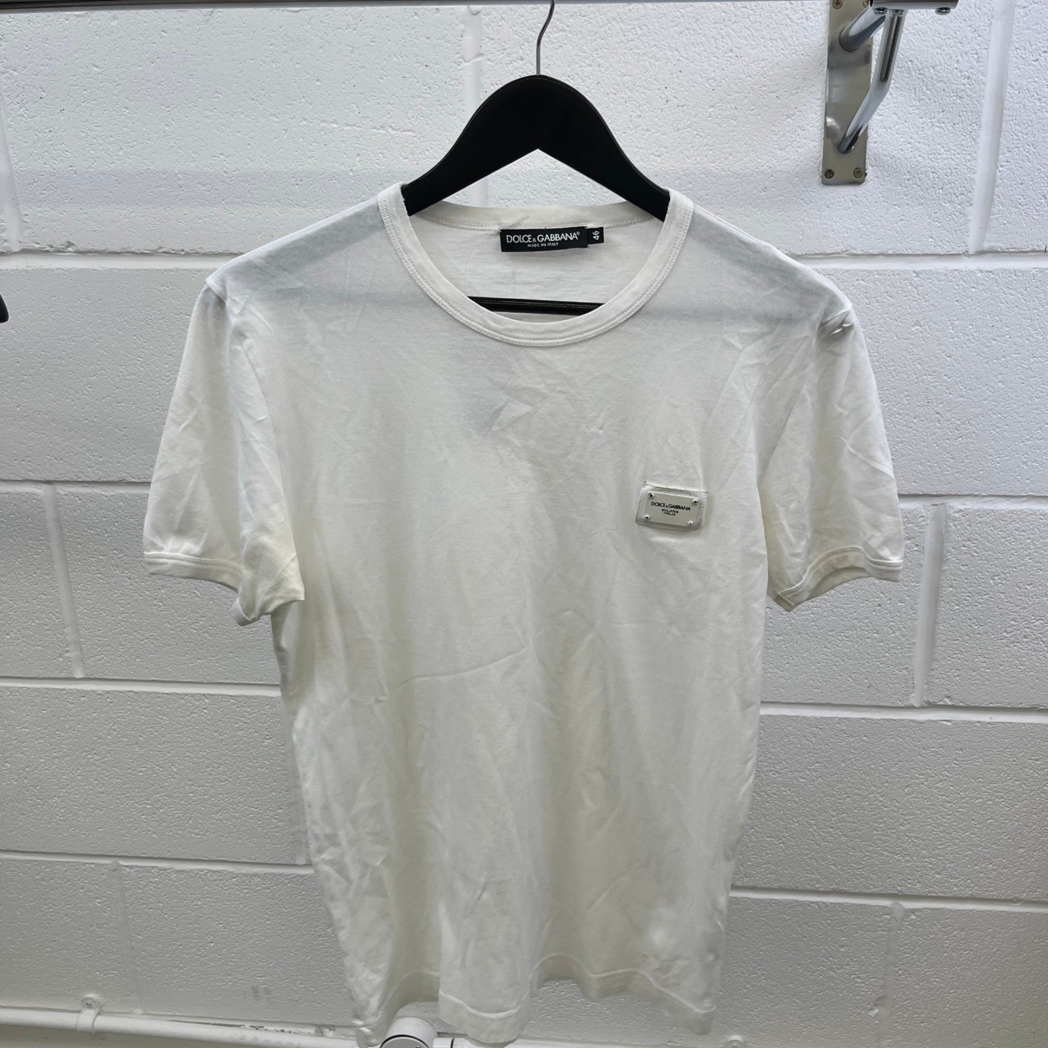 Men's Plaque Logo T-Shirt White Size IT 46 / UK S