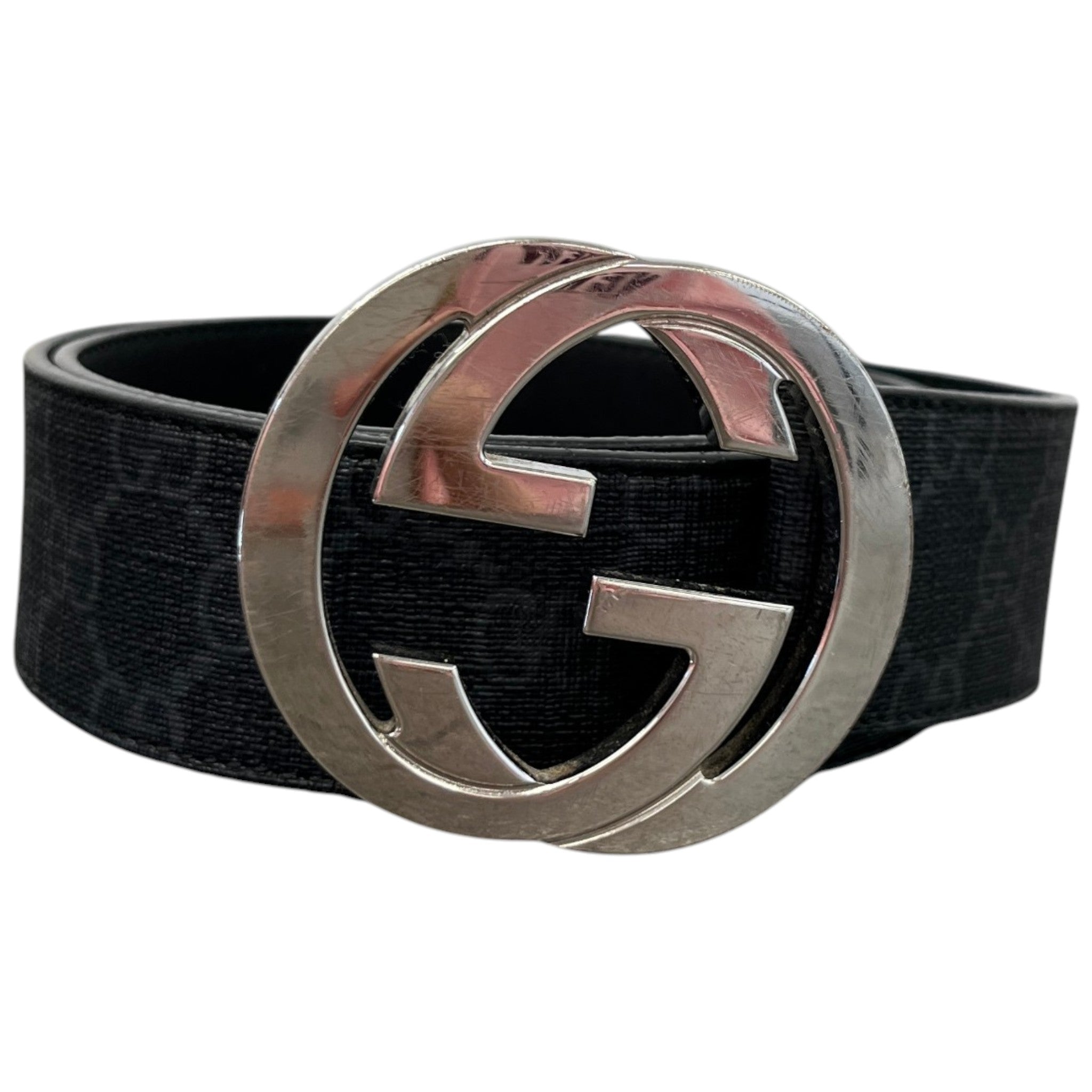 Men's Interlocking G Belt Charcoal Size Waist 28"
