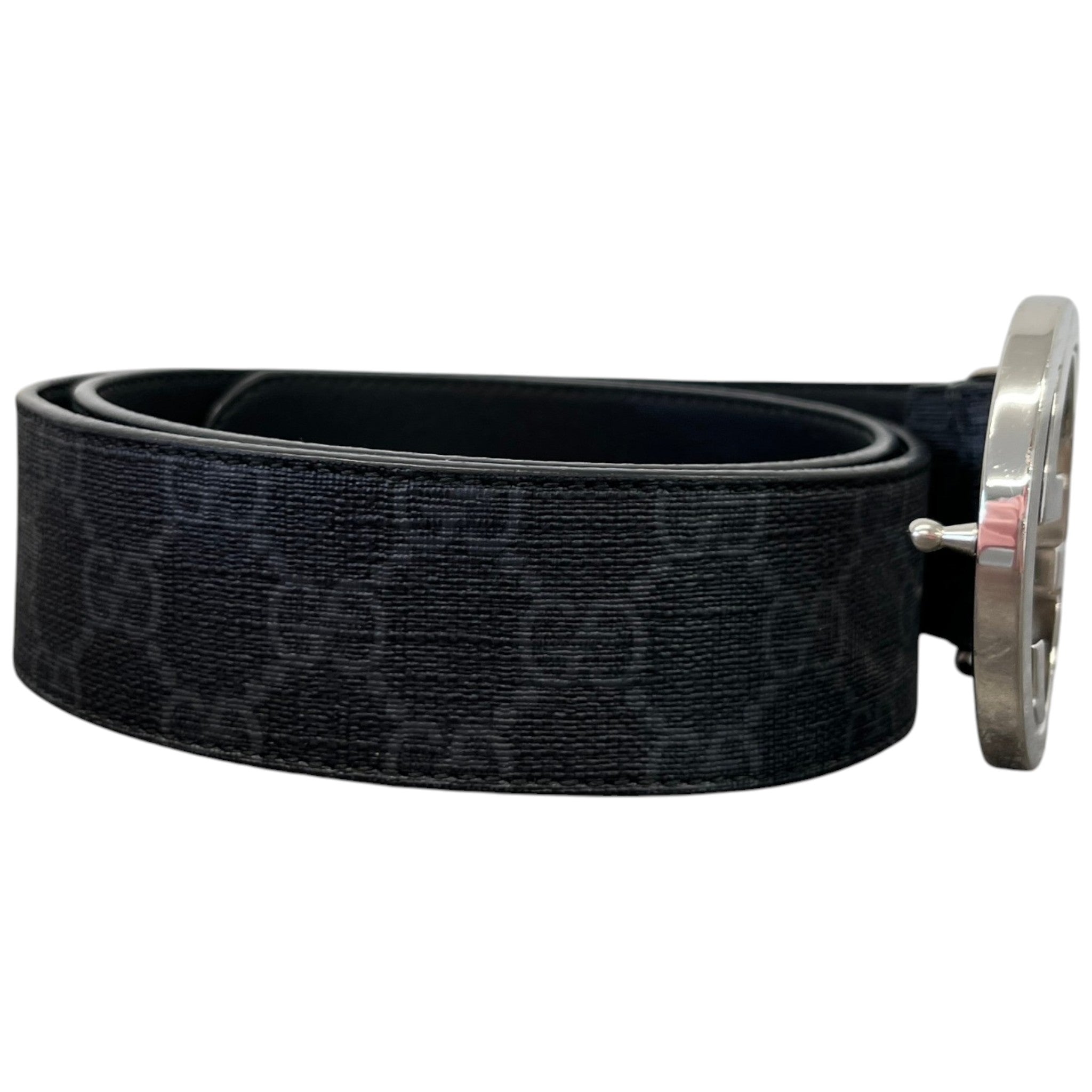 Men's Interlocking G Belt Charcoal Size Waist 28"