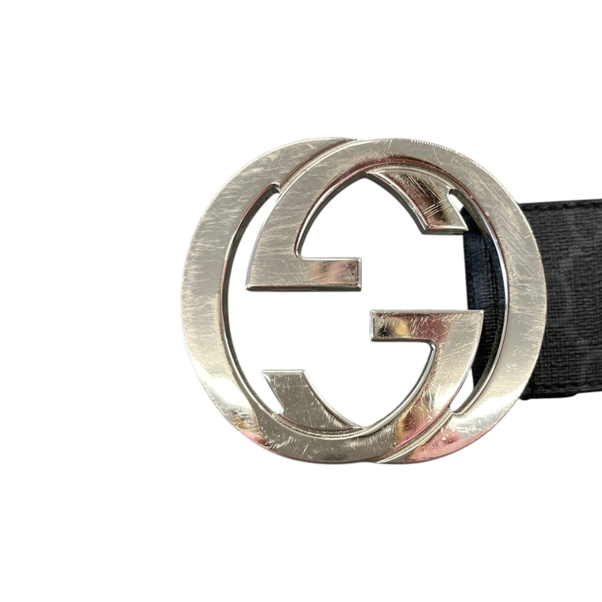Men's Interlocking G Belt Charcoal Size Waist 28"