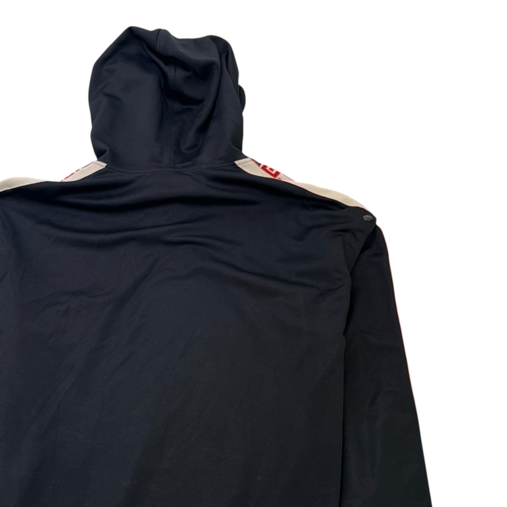 Men's Tape Logo Detachable Sleeve Hoodie Black Size XXL