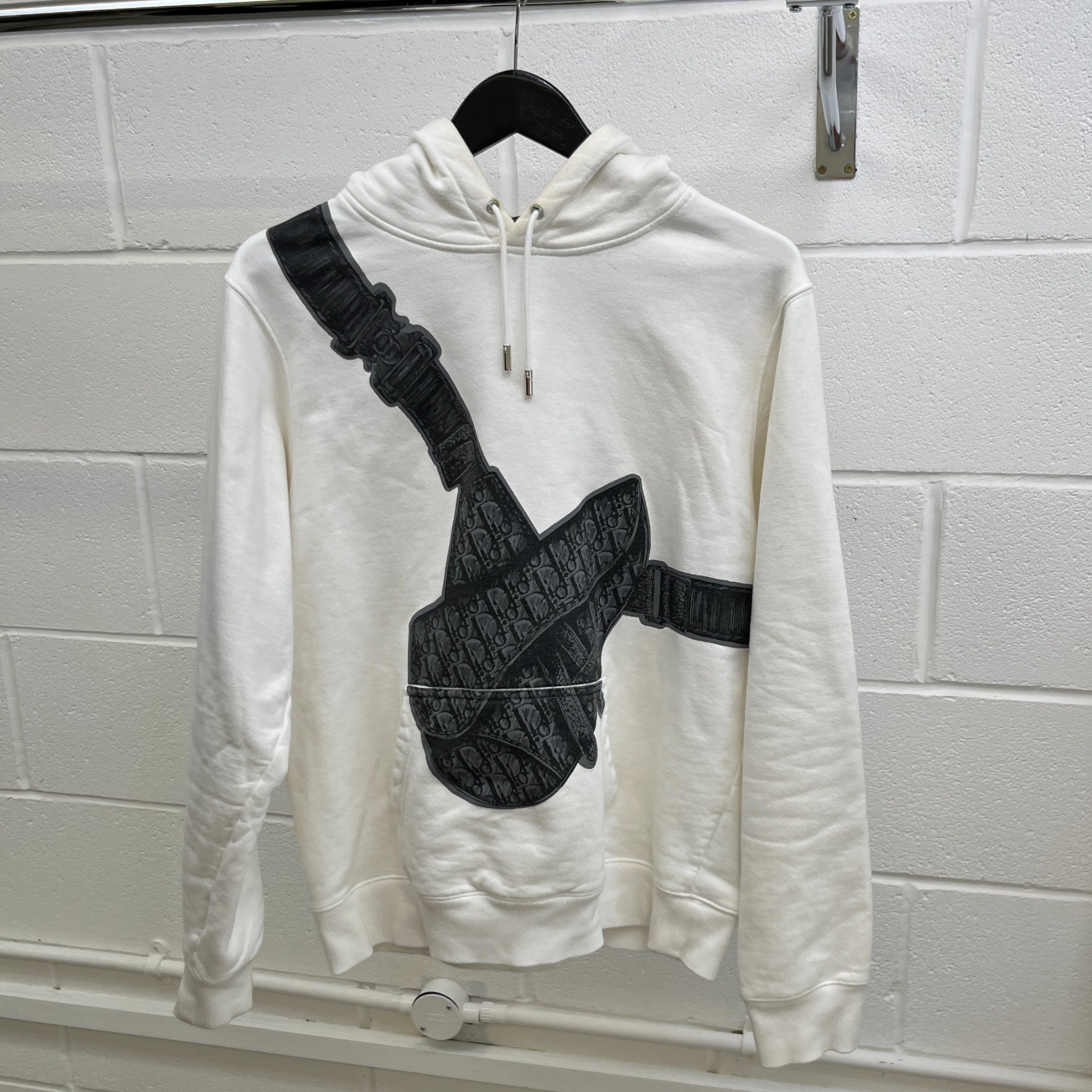 Men's Saddle Bag Print Hoodie White Size M