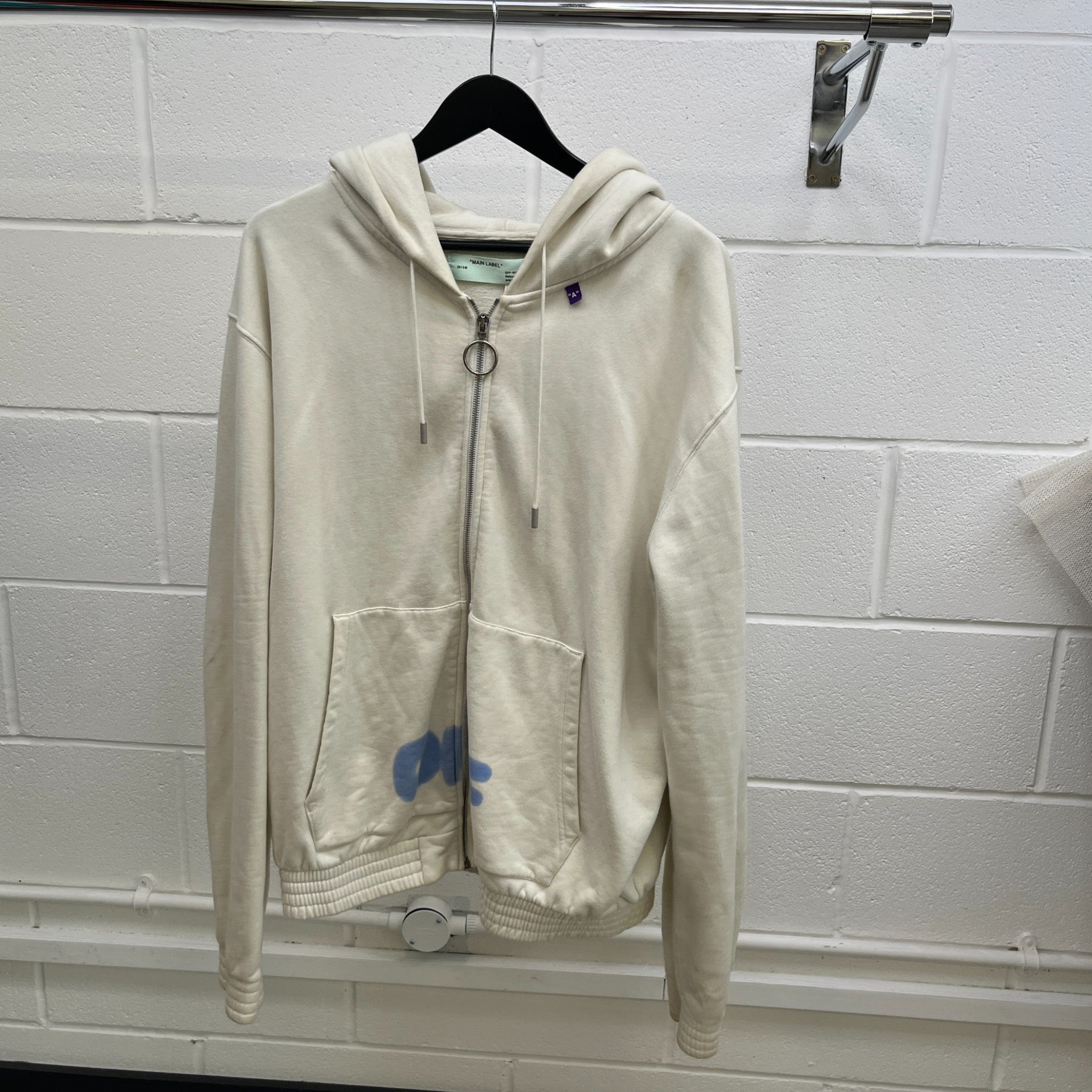 Men's Logo Print Hoodie White Size XXL