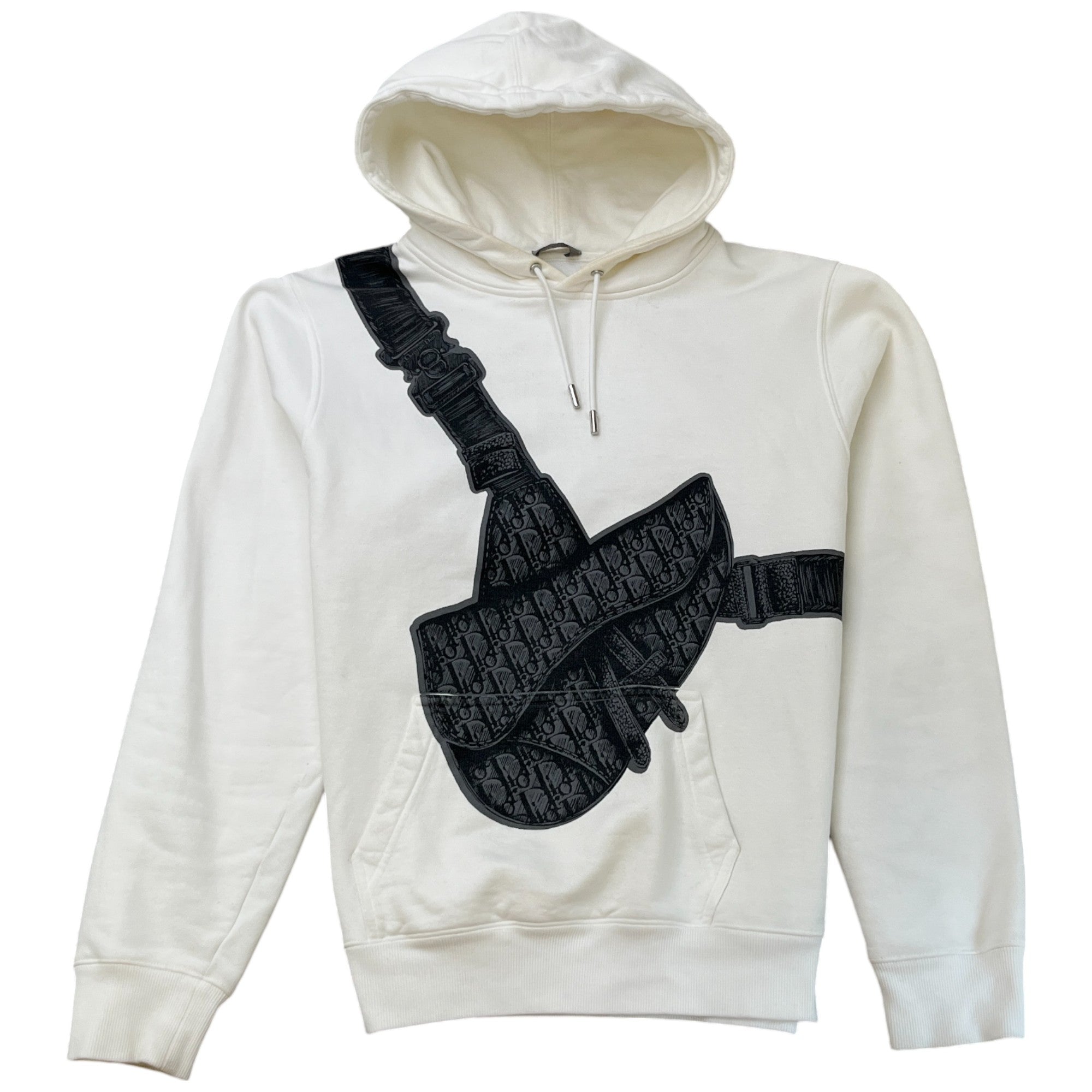 Men's Saddle Bag Print Hoodie White Size M
