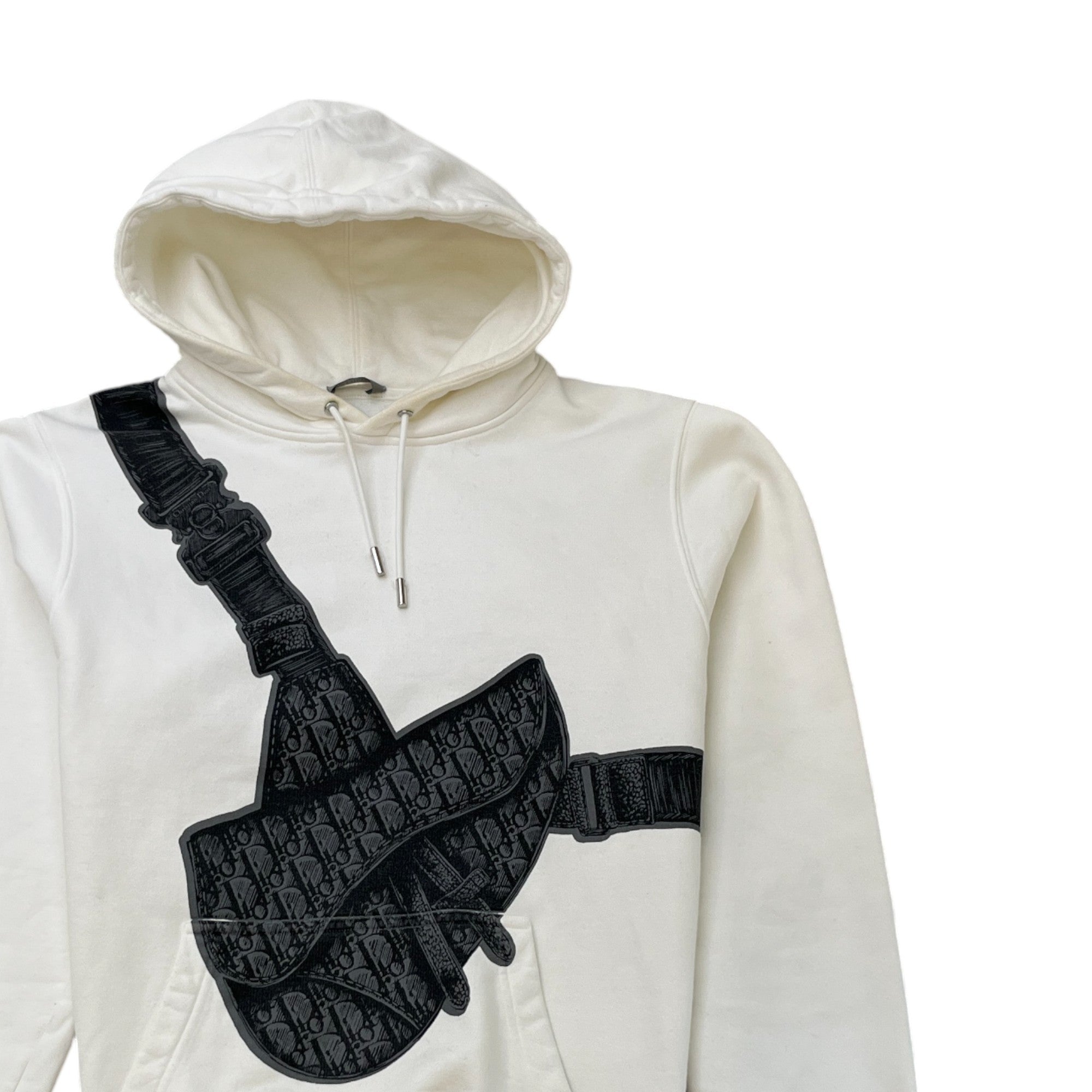 Men's Saddle Bag Print Hoodie White Size M