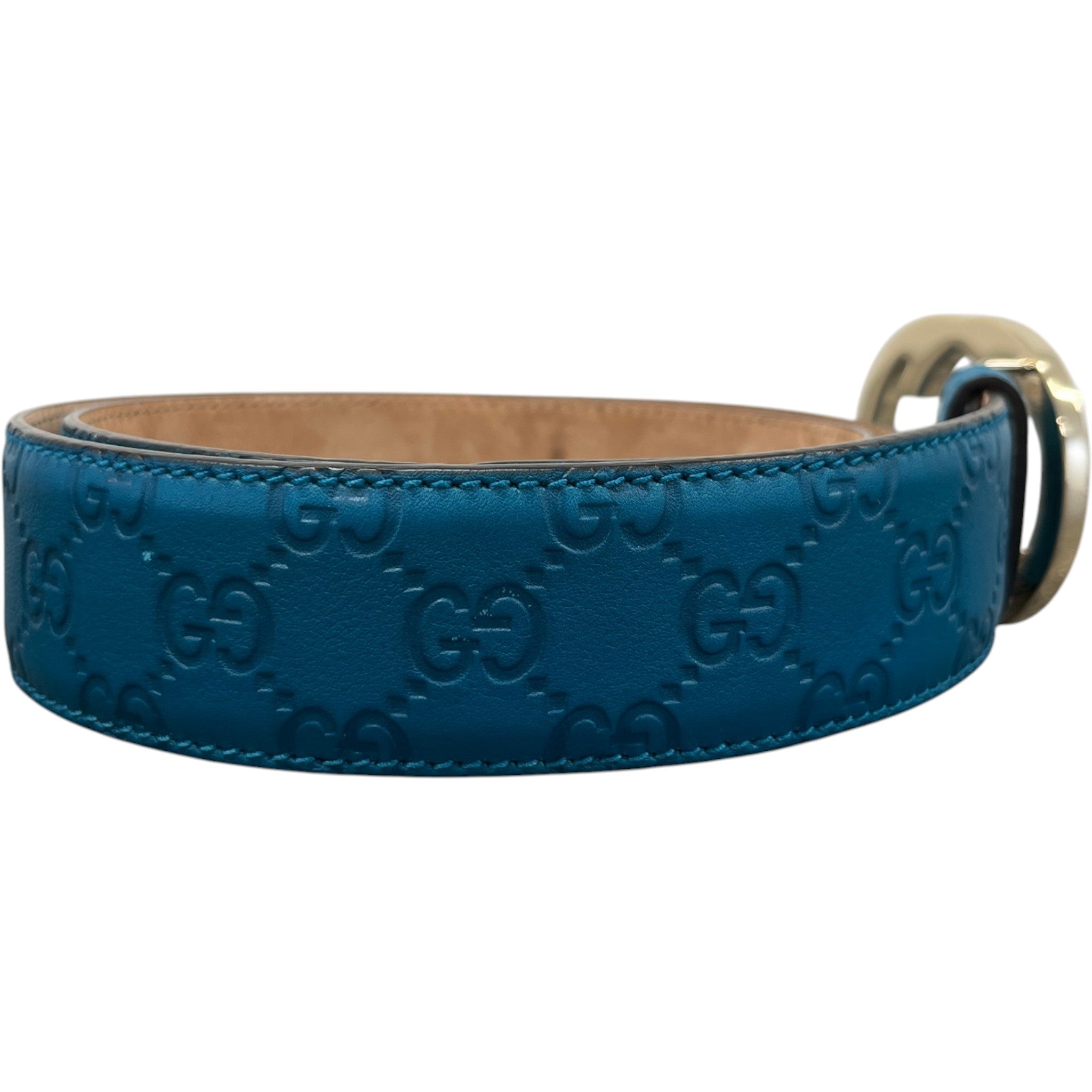 Women's Interlocking G Belt Blue Size 90CM / UK 12