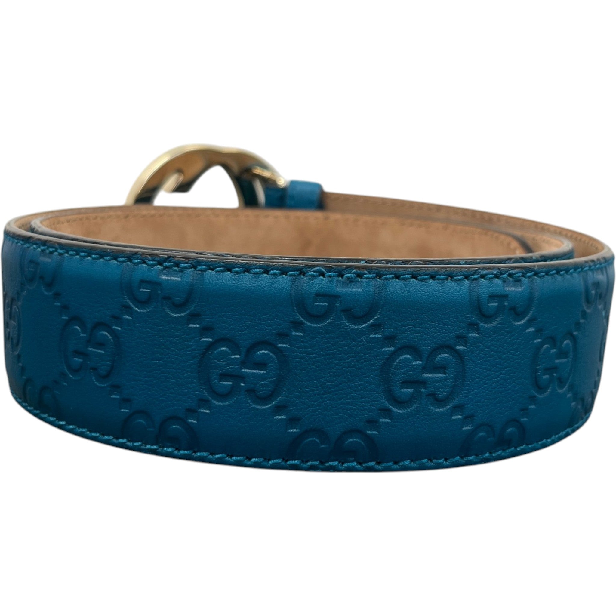 Women's Interlocking G Belt Blue Size 90CM / UK 12