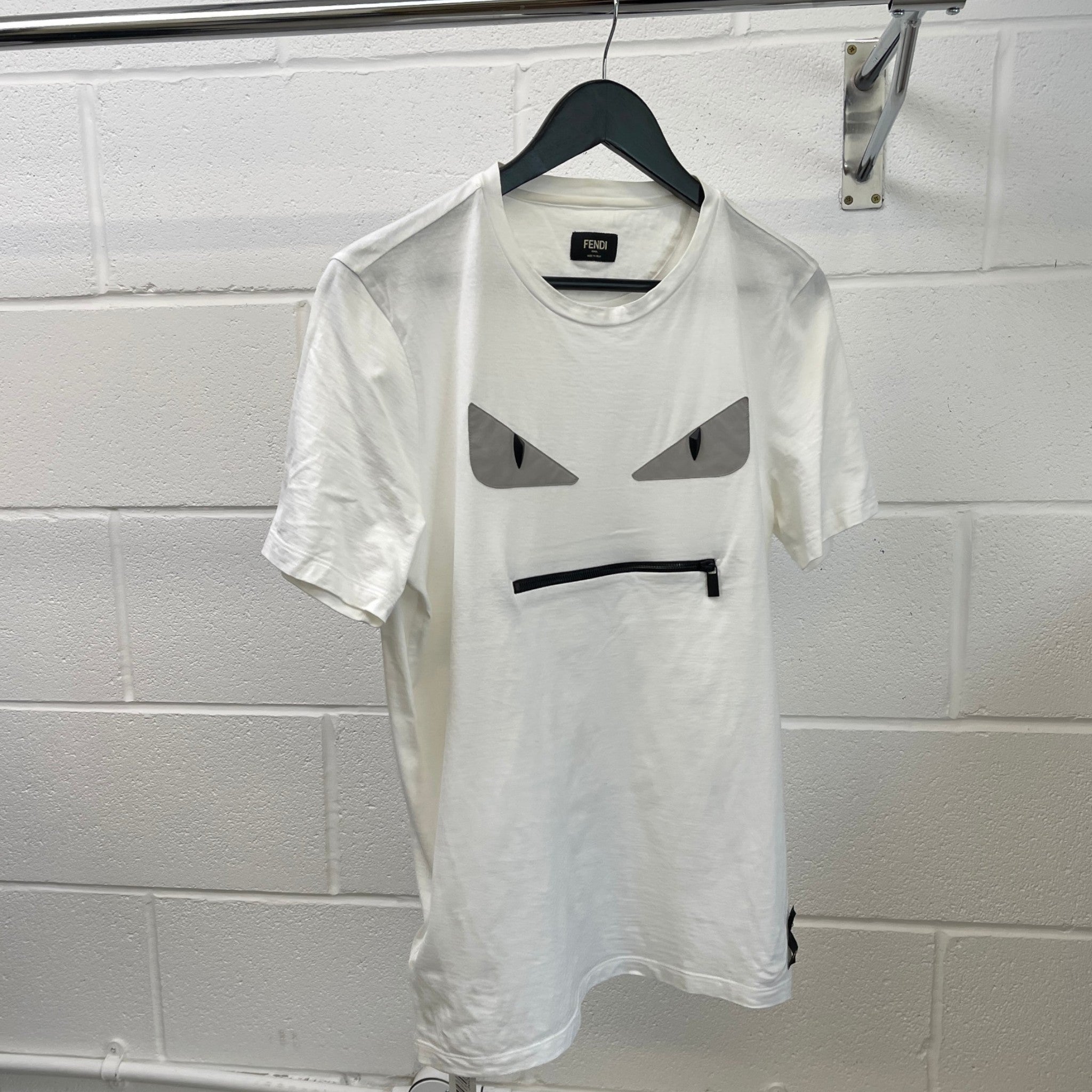 Men's Monster Face T-Shirt White Size S