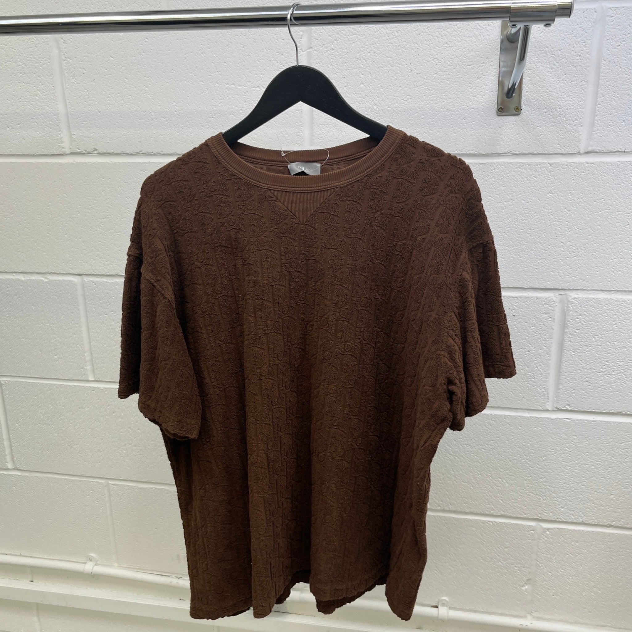 Men's Oblique Towelling T-Shirt Brown Size XXL