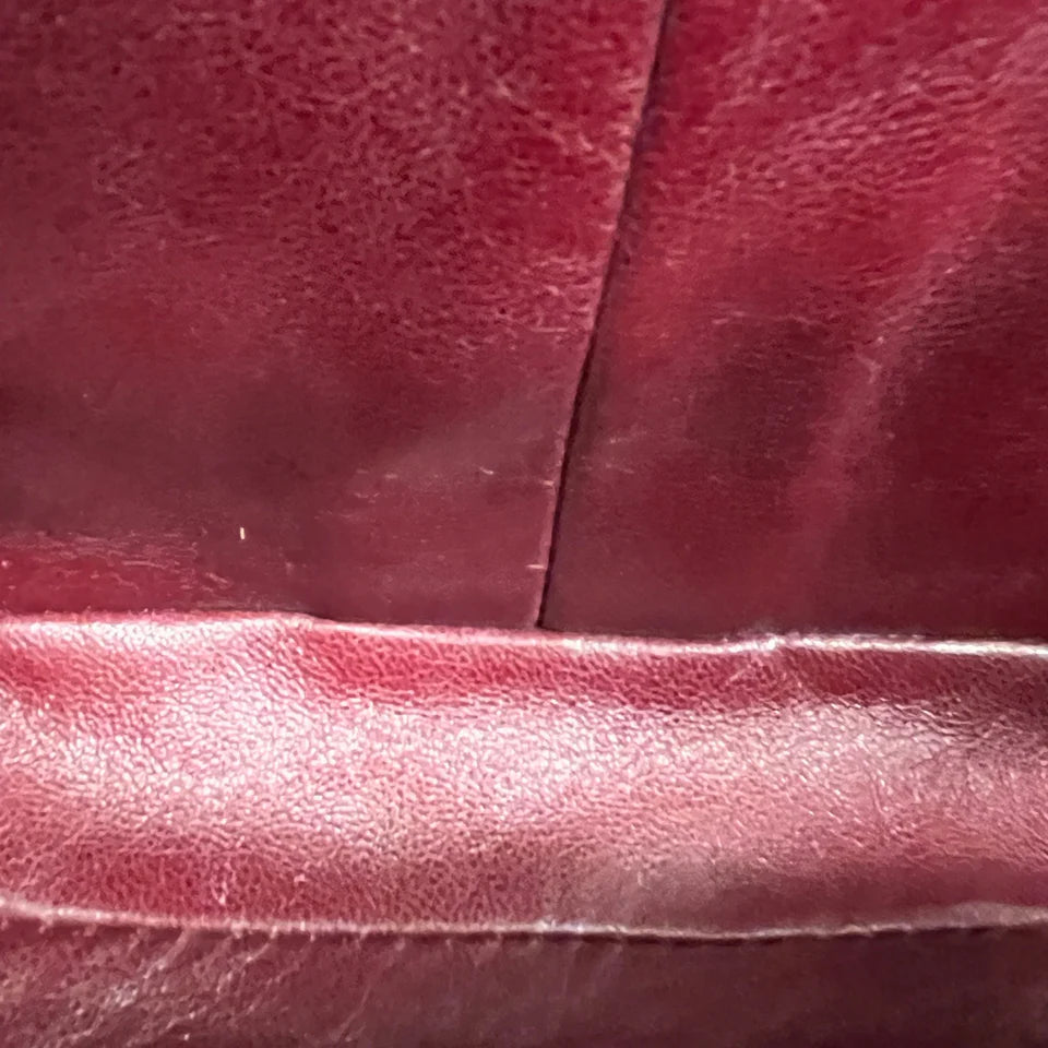 Women's Crinkled Patent Quilted East West Flap Bag Burgundy