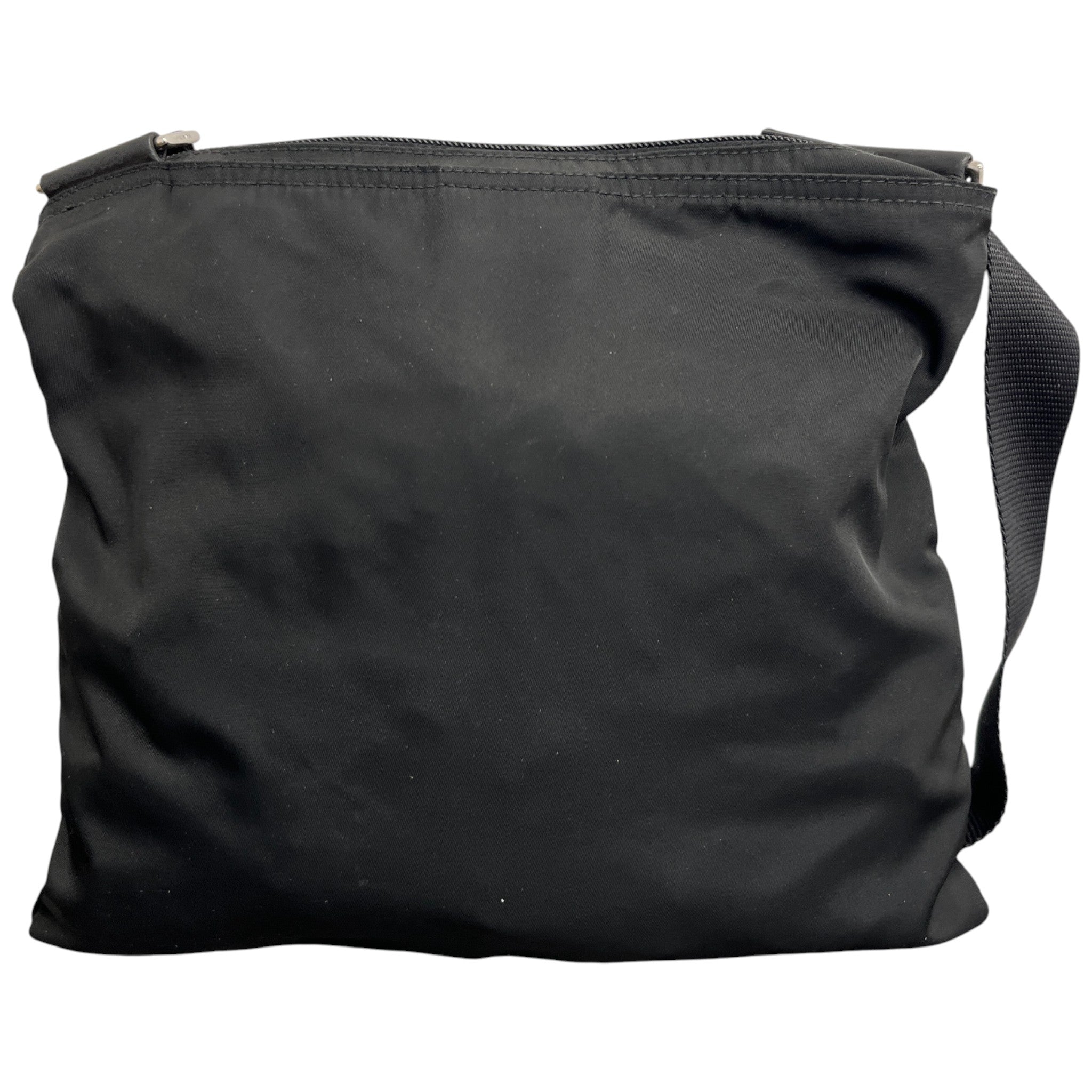 Men's Plaque Logo Re-Nylon Messenger Bag Black