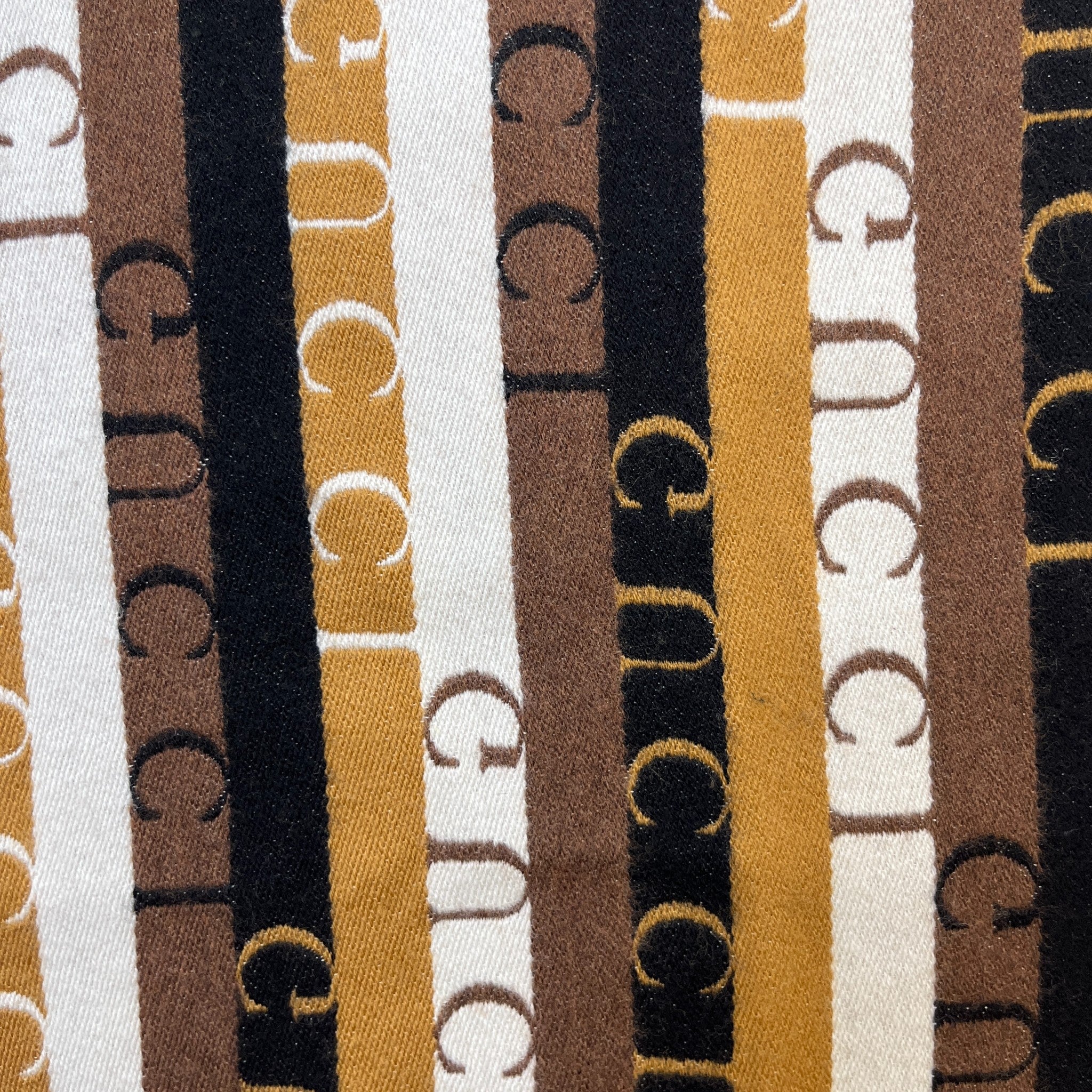 Men's Striped Wool Logo Scarf Brown