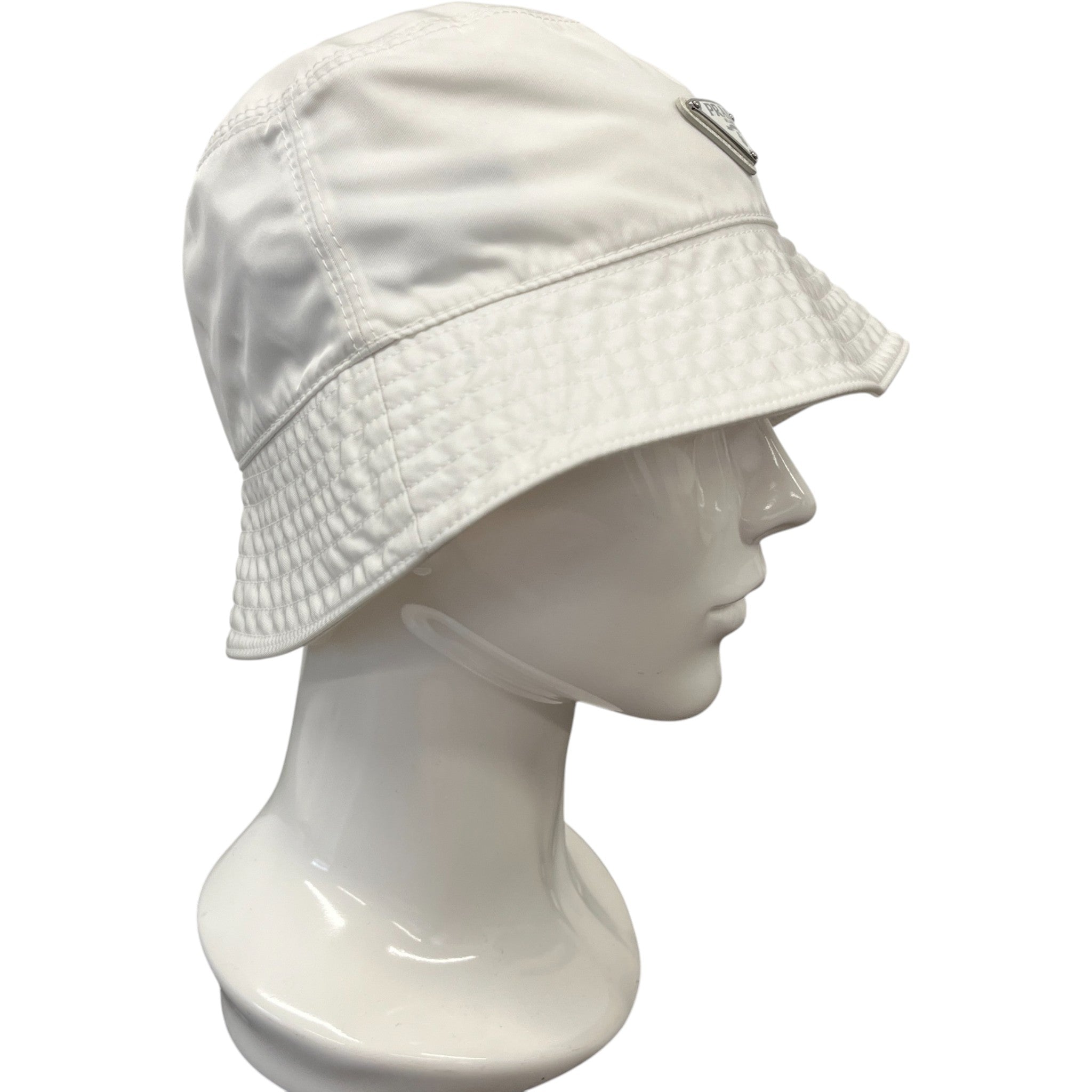 Men's Plaque Logo Bucket Hat White Size XXL