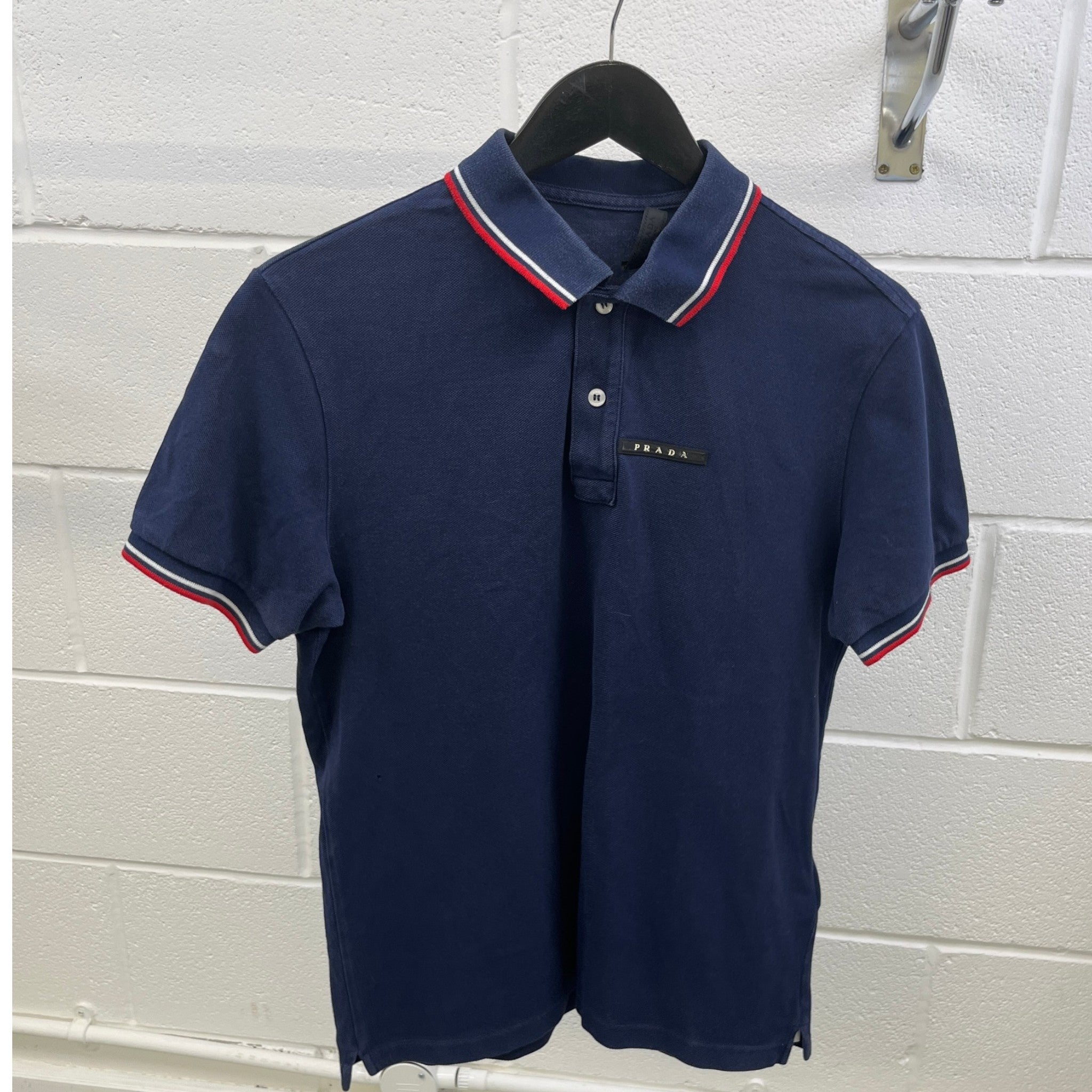 Men's Plaque Logo Polo Shirt Blue Size M