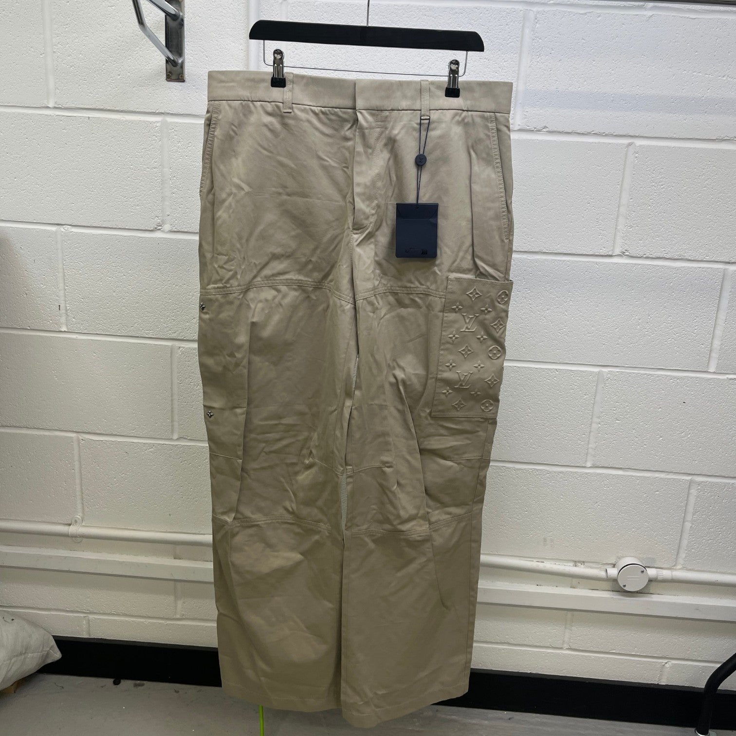 Men's Embossed Monogram Trousers Beige Size IT 52 / UK 36