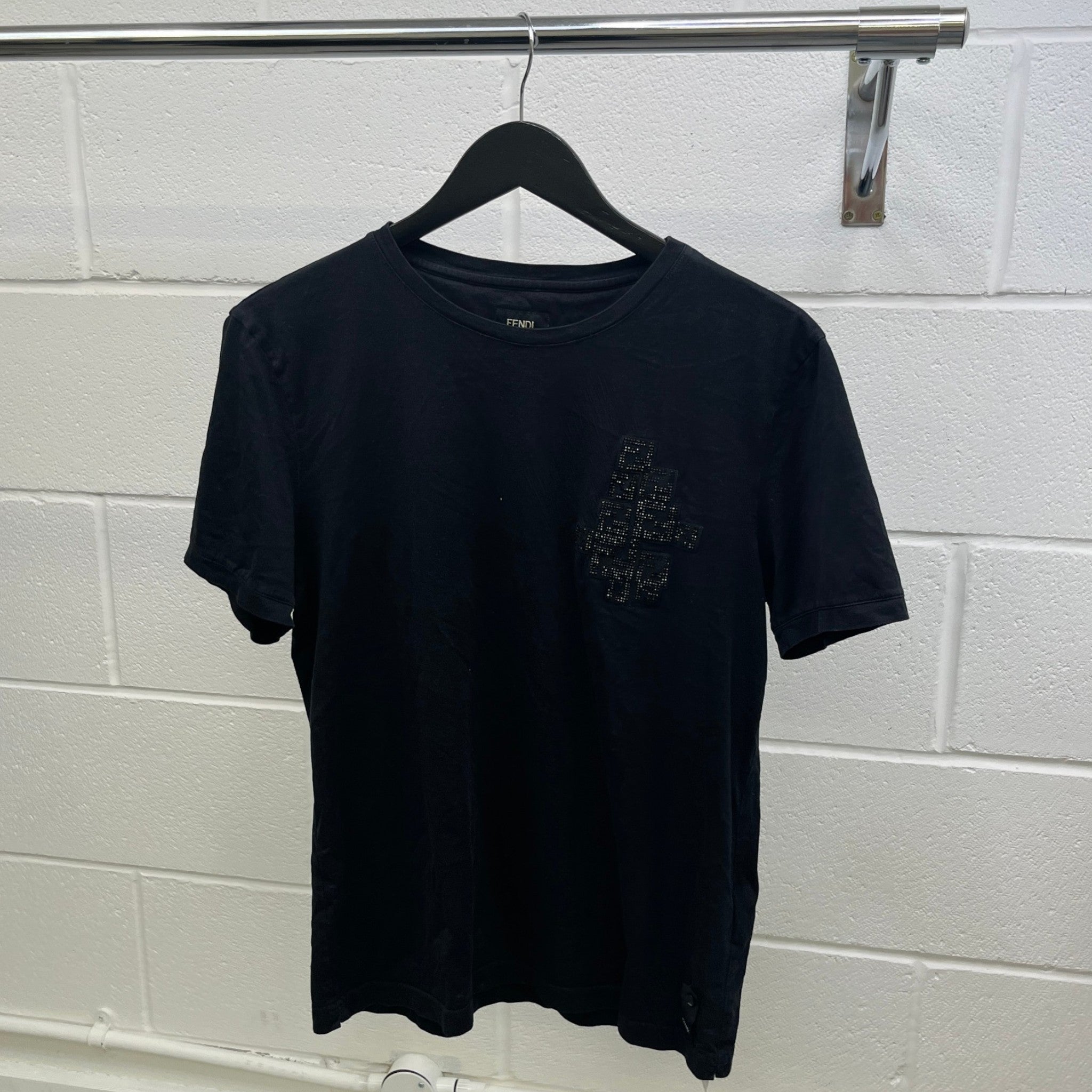 Men's Embellished Logo T-Shirt Black Size L