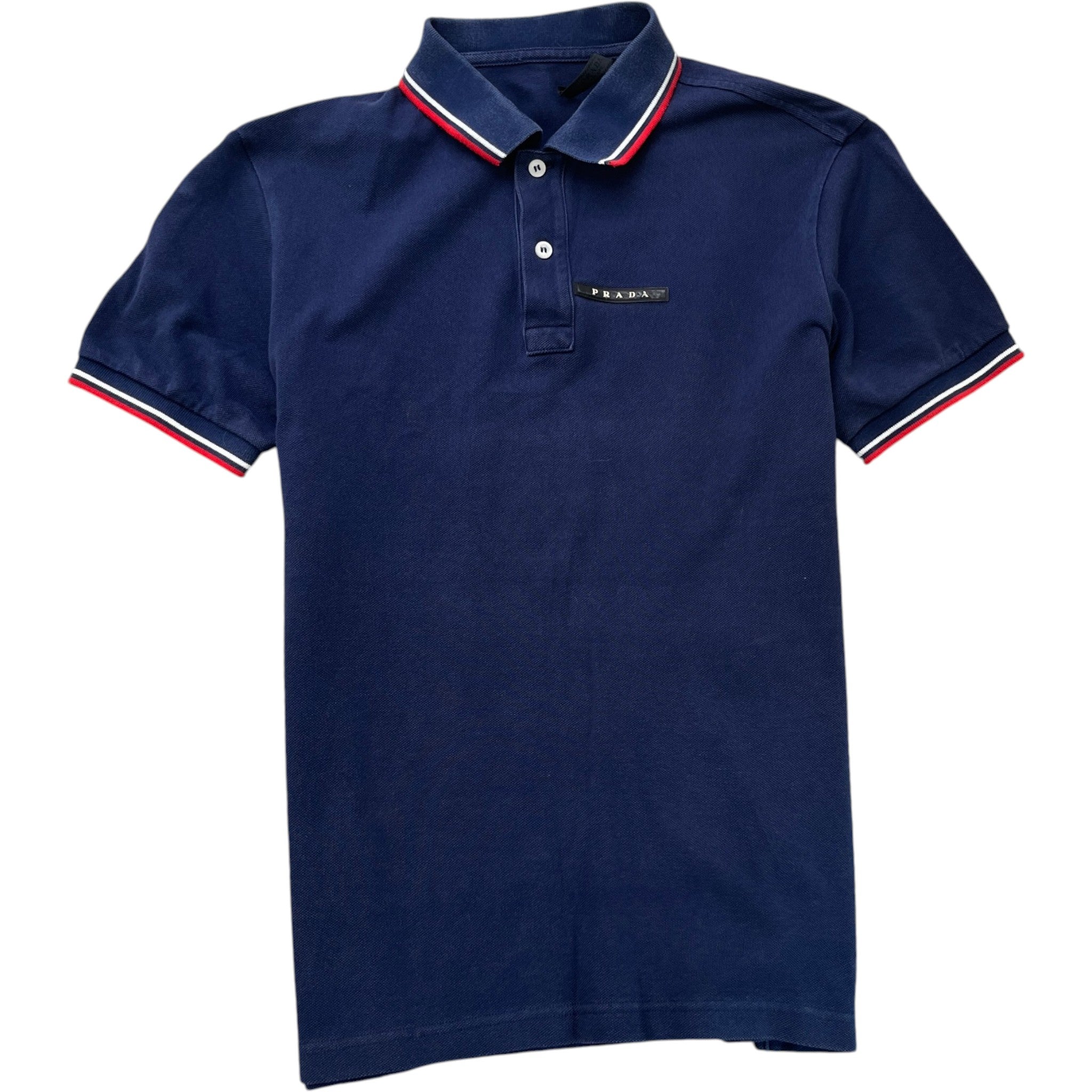 Men's Plaque Logo Polo Shirt Blue Size M