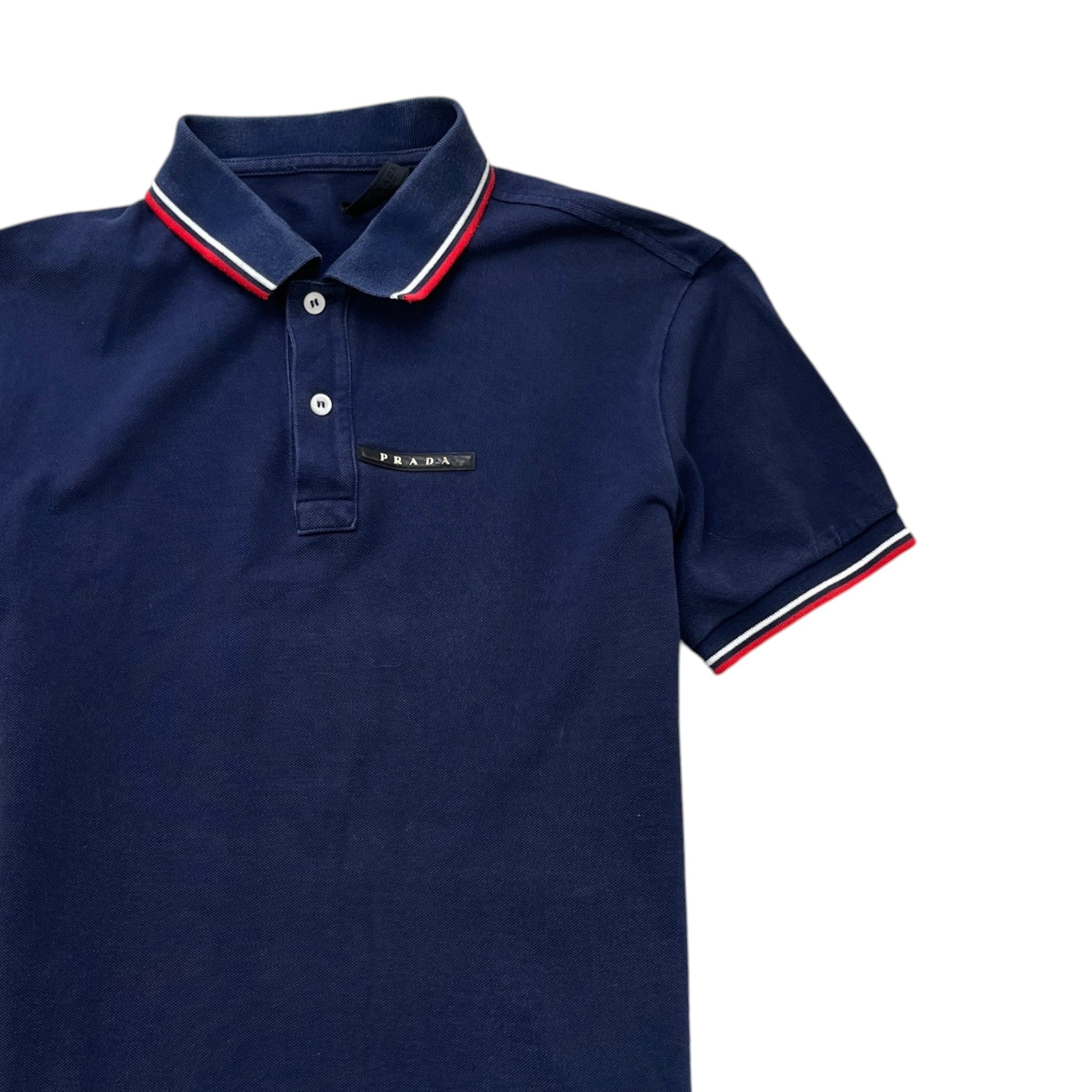 Men's Plaque Logo Polo Shirt Blue Size M