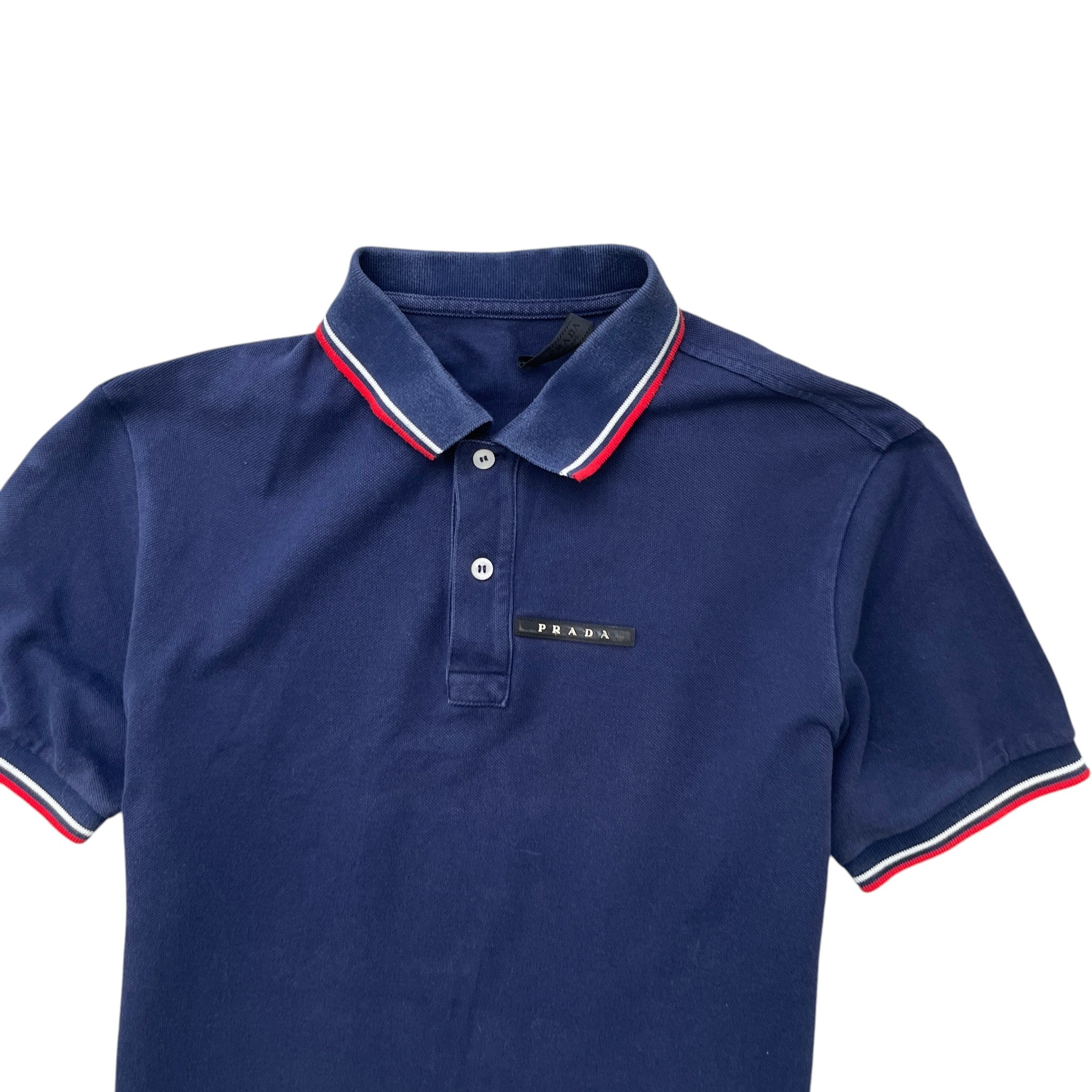 Men's Plaque Logo Polo Shirt Blue Size M