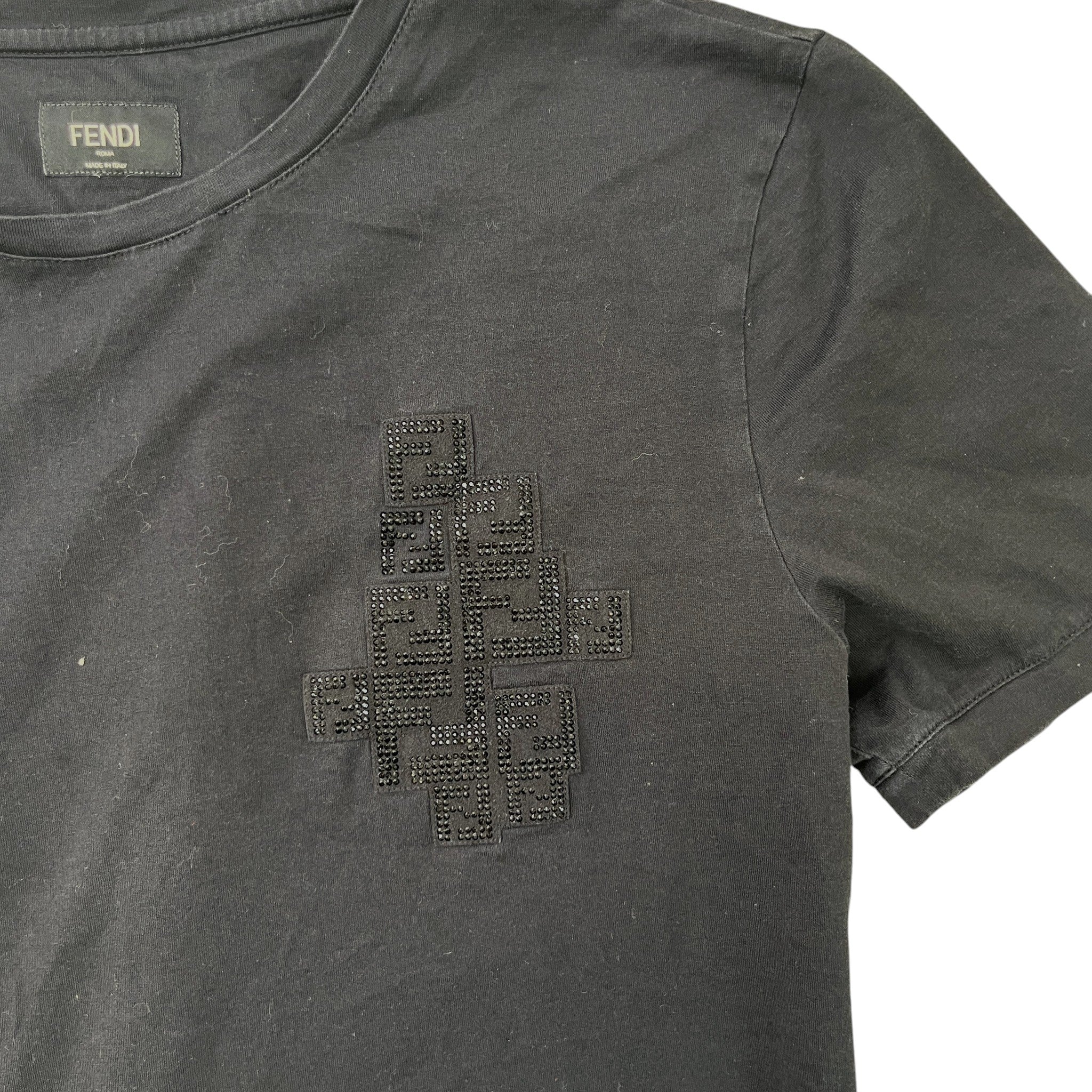 Men's Embellished Logo T-Shirt Black Size L