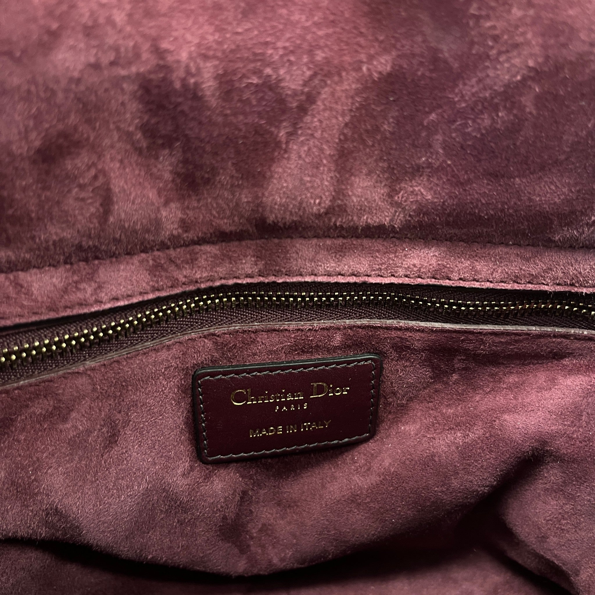 Women's Studded Cannage Lady Dior Handbag Burgundy