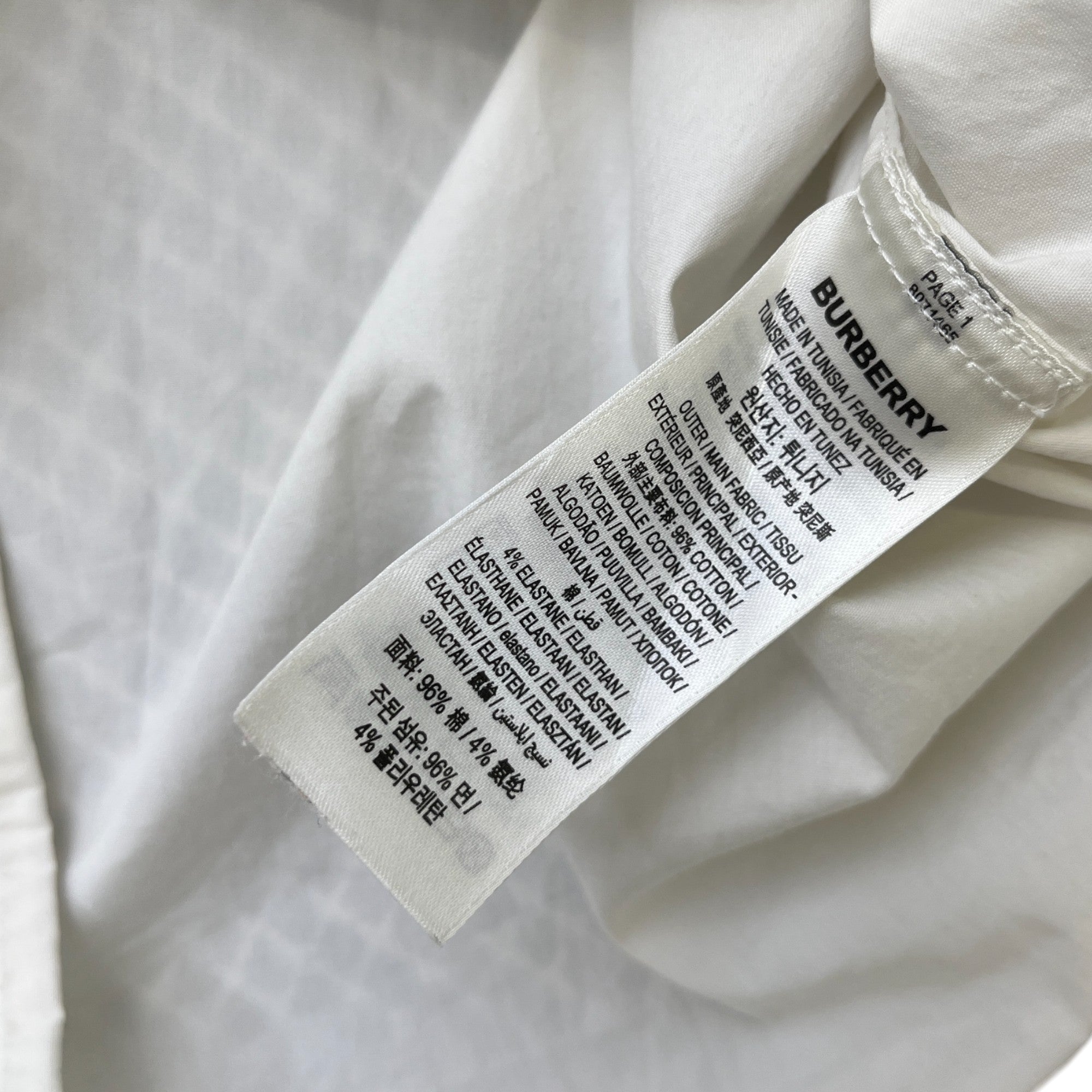 Men's Check Print Collar Long Sleeve Shirt White Size S