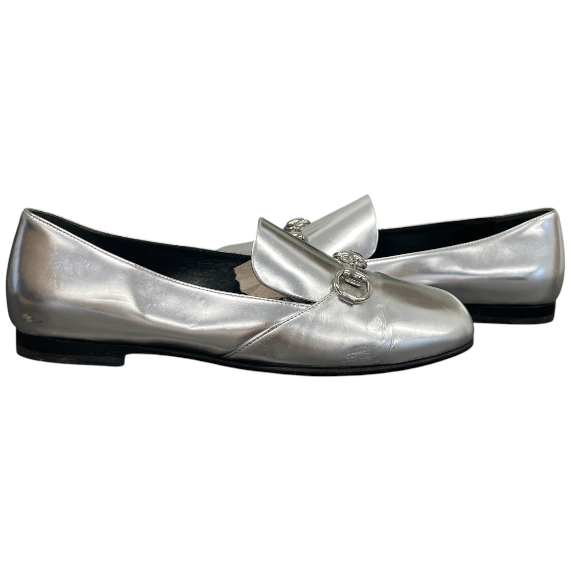 Women's Metalic Horsebit Loafers Silver Size EU 36 / UK 3
