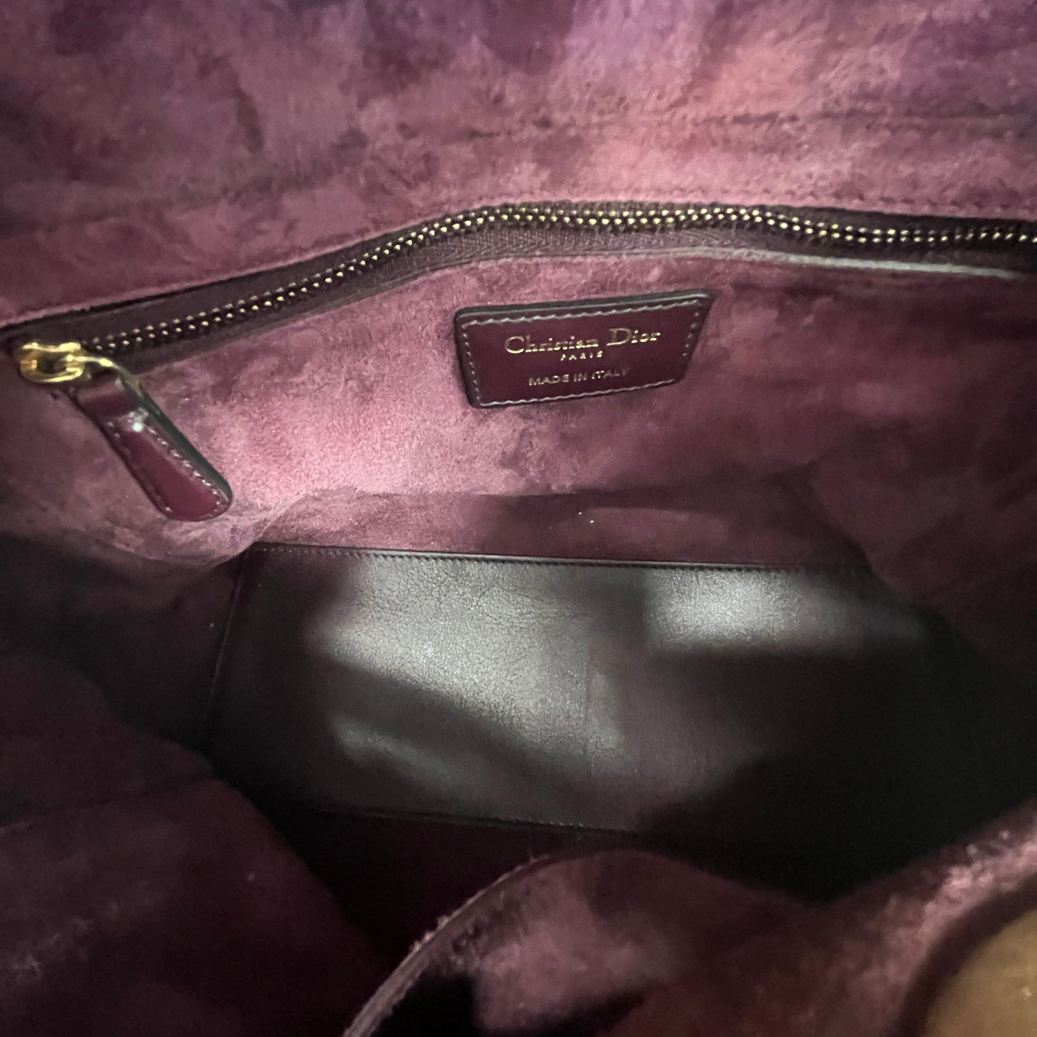 Women's Studded Cannage Lady Dior Handbag Burgundy
