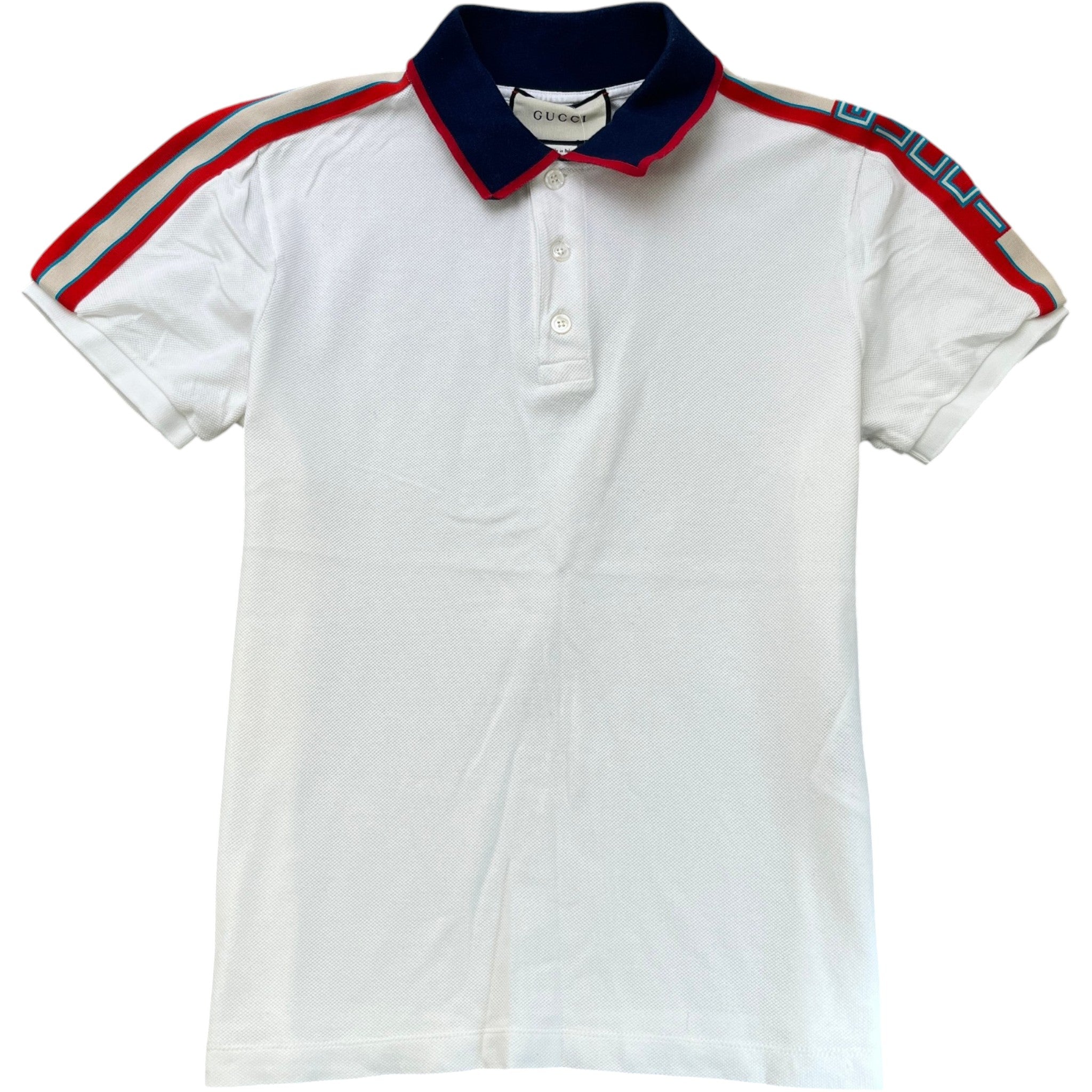 Men's Tape Logo Polo Shirt White Size M