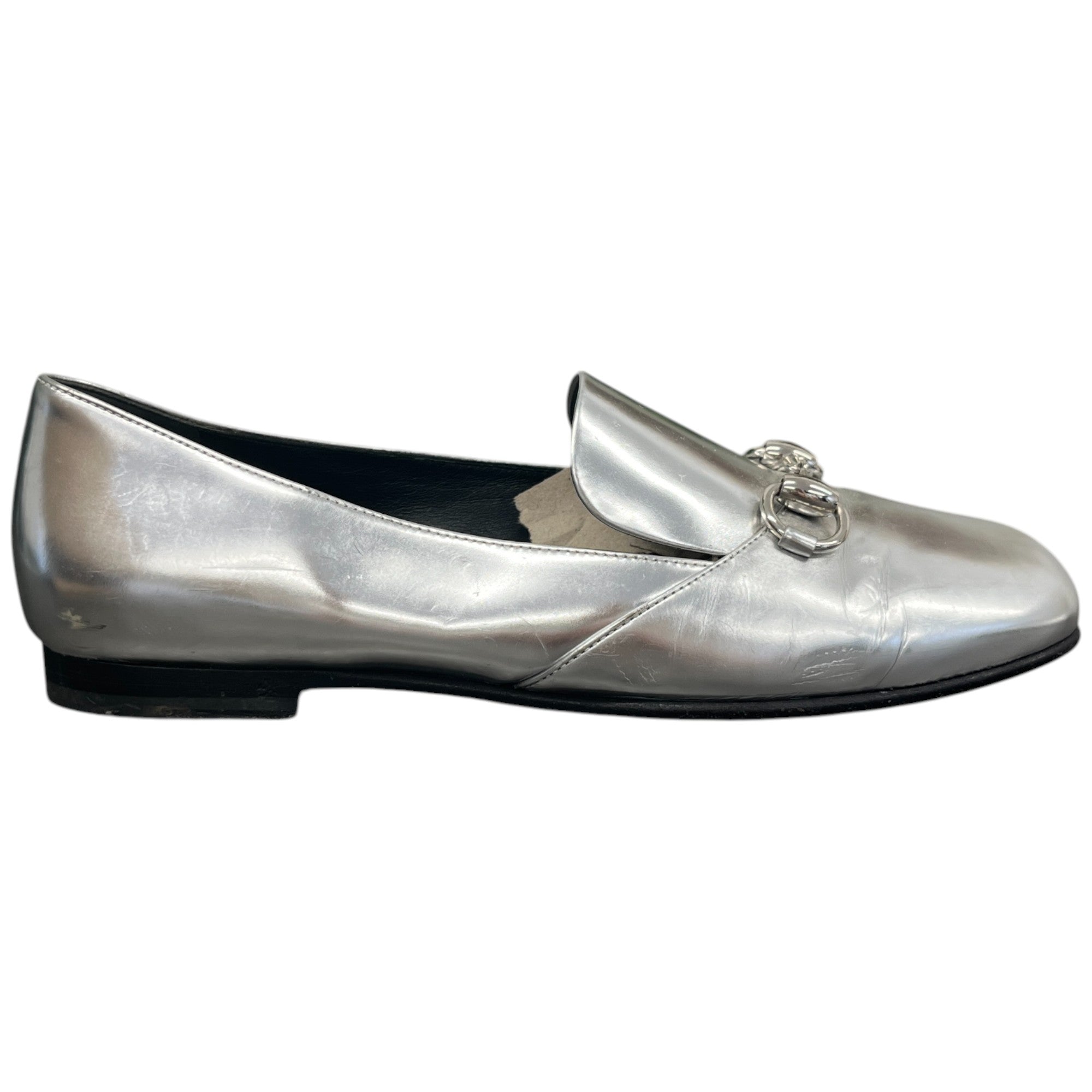 Women's Metalic Horsebit Loafers Silver Size EU 36 / UK 3