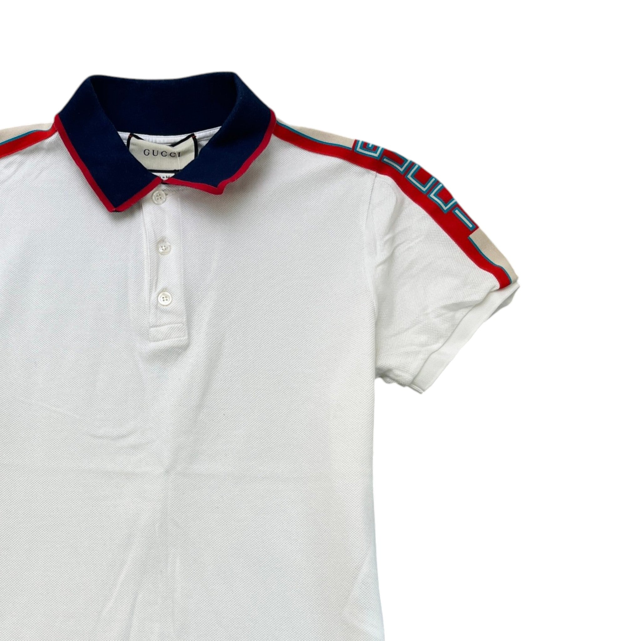 Men's Tape Logo Polo Shirt White Size M