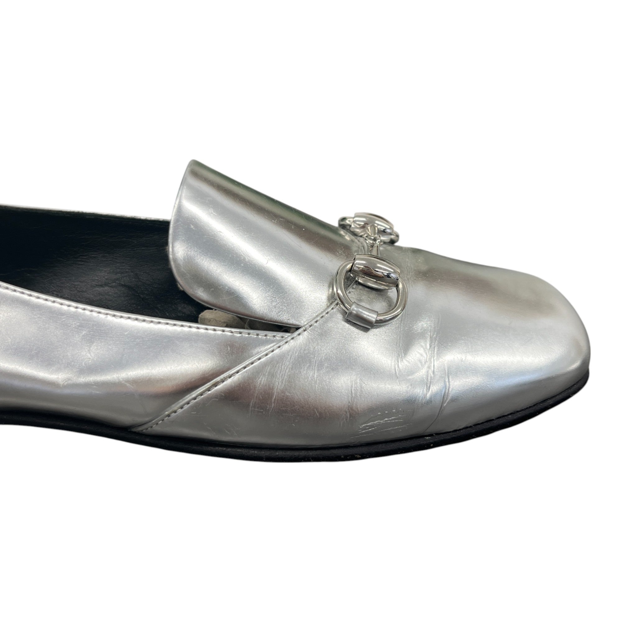 Women's Metalic Horsebit Loafers Silver Size EU 36 / UK 3