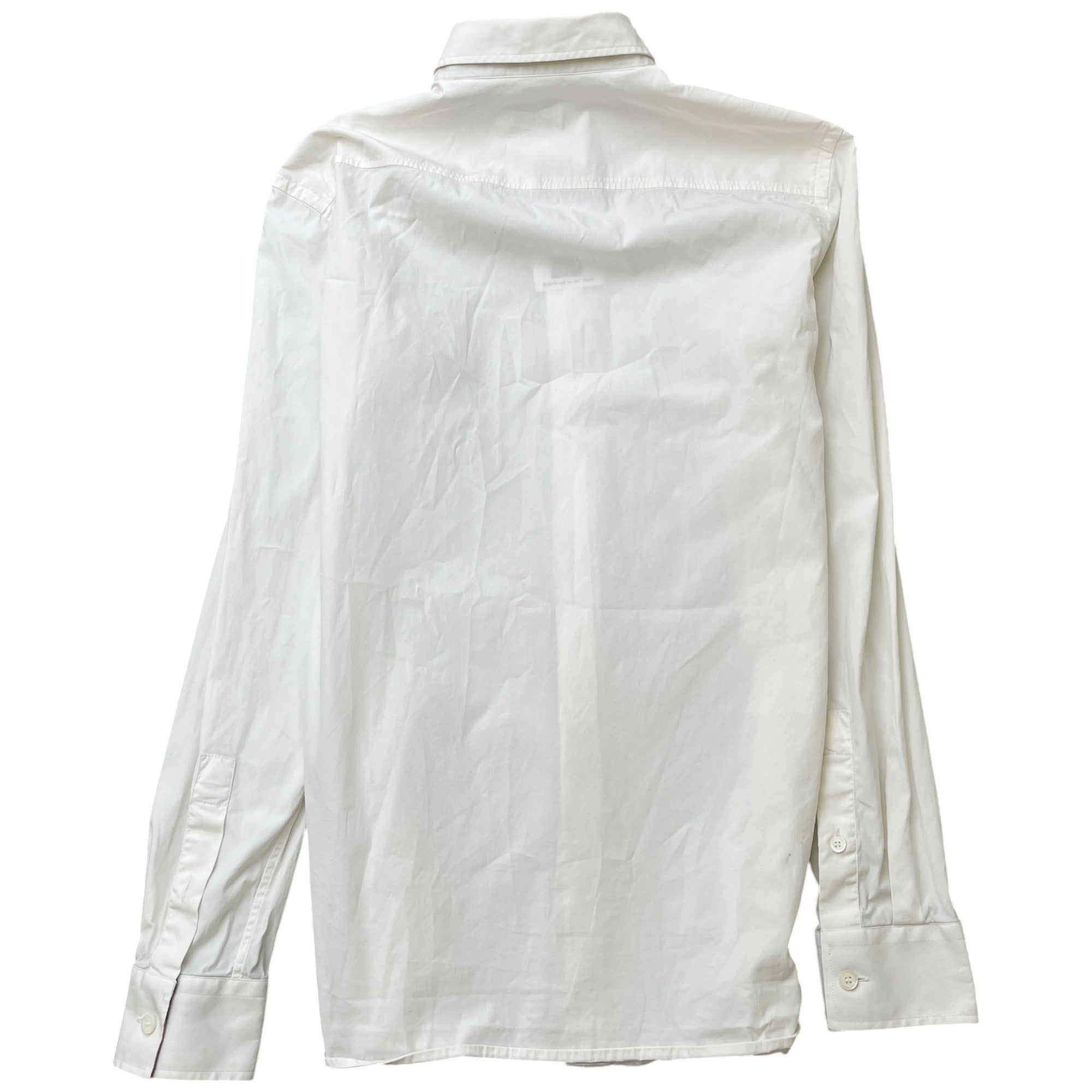 Men's Check Print Collar Long Sleeve Shirt White Size S