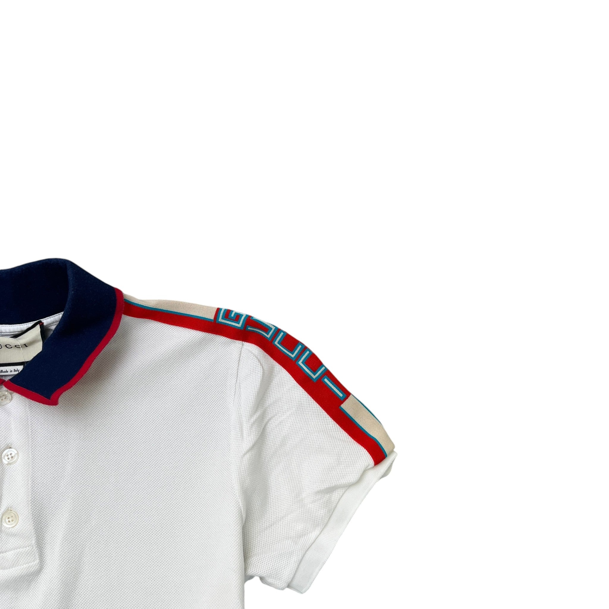 Men's Tape Logo Polo Shirt White Size M
